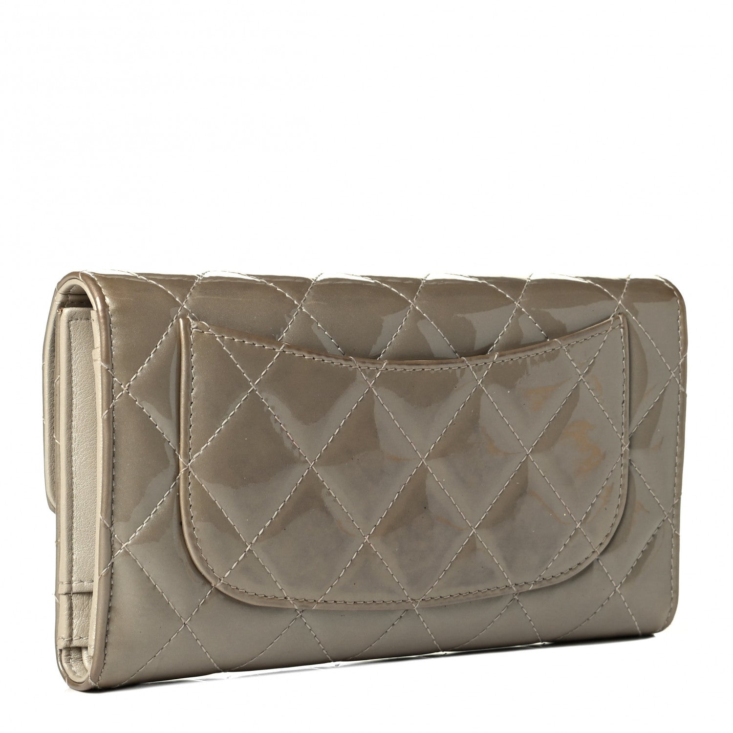 Chanel Patent Calfskin Quilted Large Flap Wallet Ivory 2 of 6