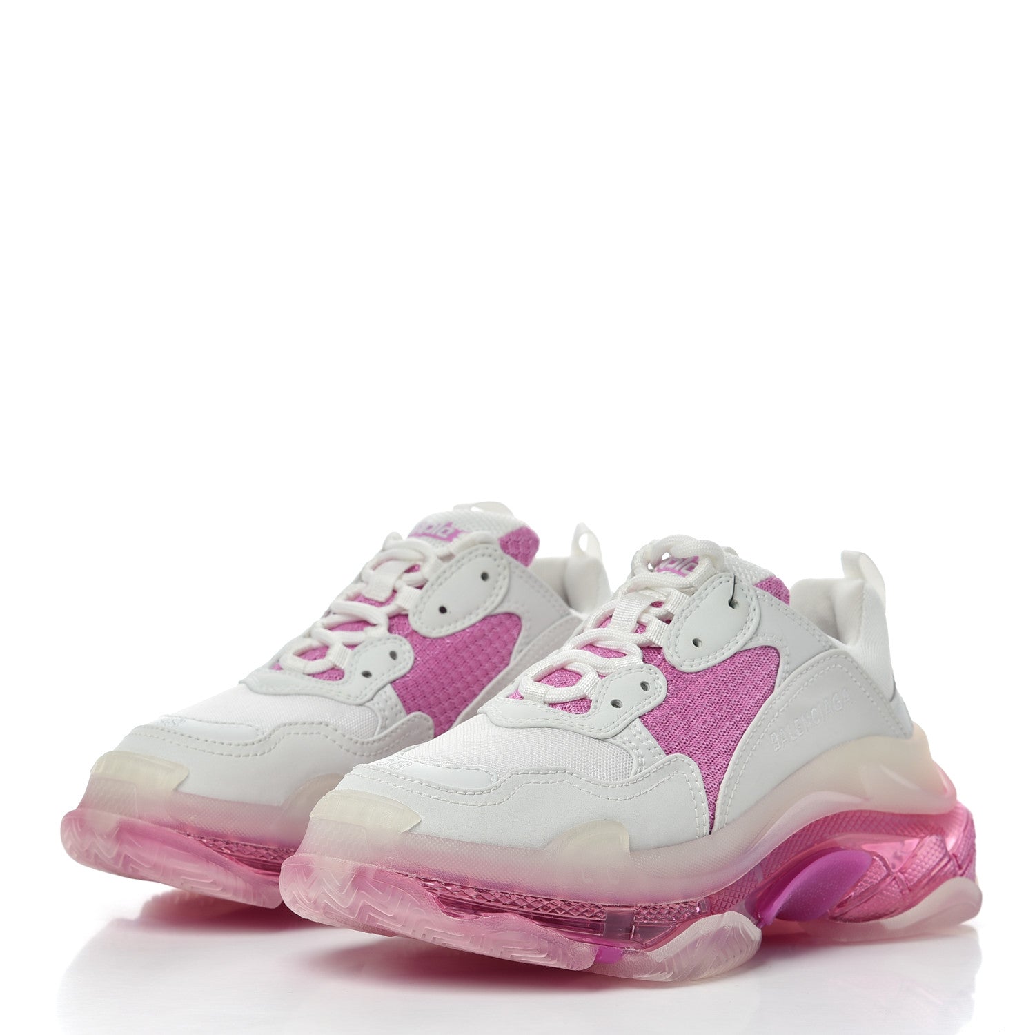 Balenciaga Fabric Mesh Clear Sole Womens Triple S Sneakers 38 White Pink 3 of 8