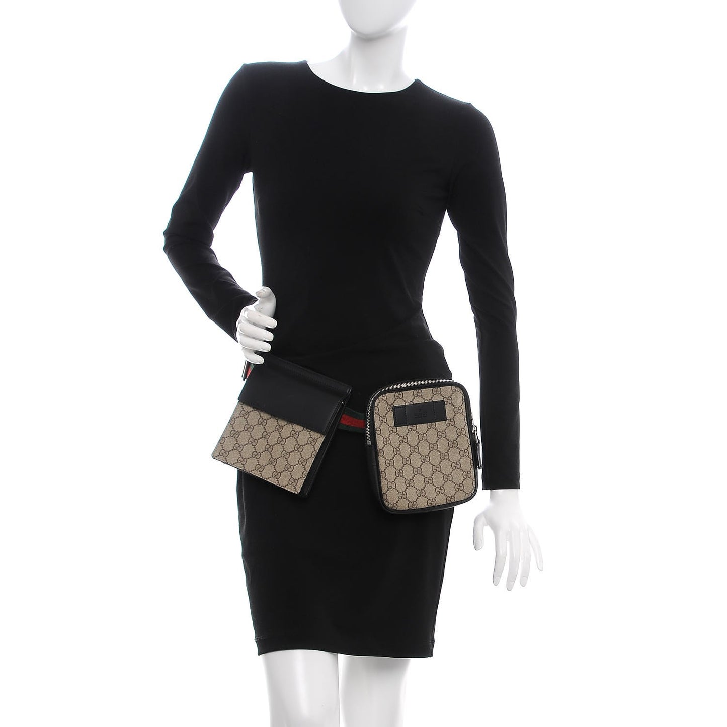 GG Supreme Monogram Web Belt Bag Black