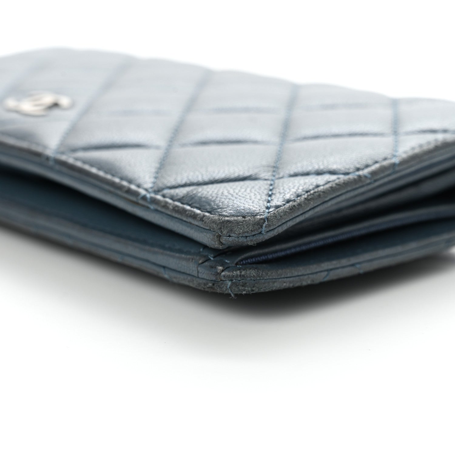Chanel Lambskin Quilted Yen Wallet Blue 13 of 13
