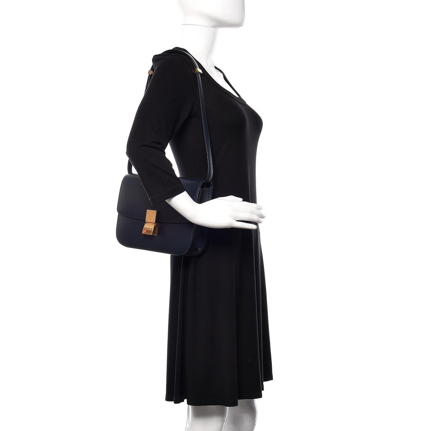 Box Calfskin Medium Classic Box Flap Bag Navy