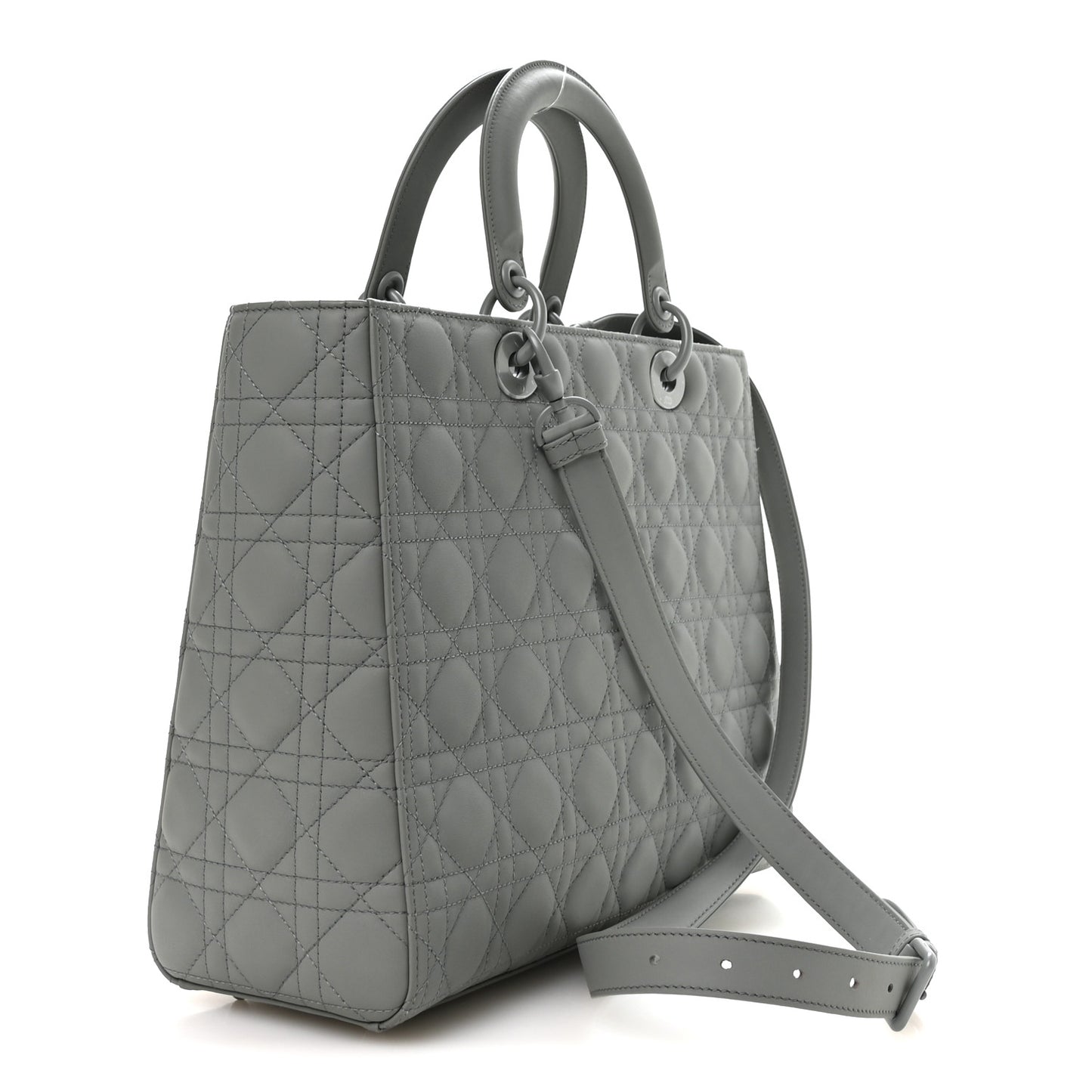 Ultra Matte Calfskin Cannage Large Lady Dior Grey Stone Grey Stone