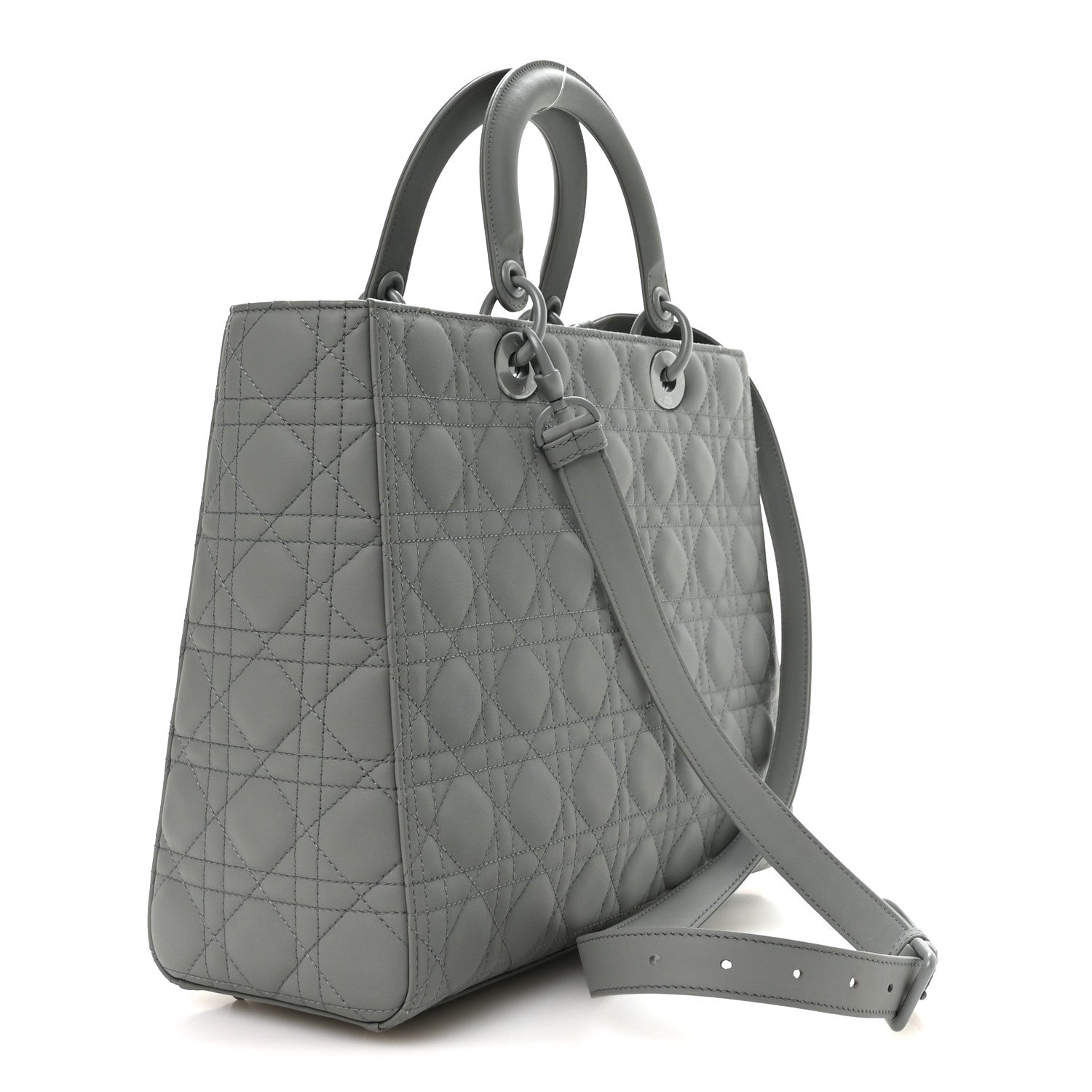 Christian Dior Ultra Matte Calfskin Cannage Large Lady Dior Grey Stone Grey Stone 3 of 10