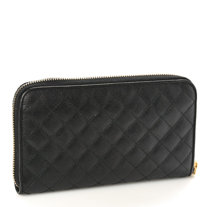 Prada Saffiano Quilted Zip Around Wallet Black 3 of 9