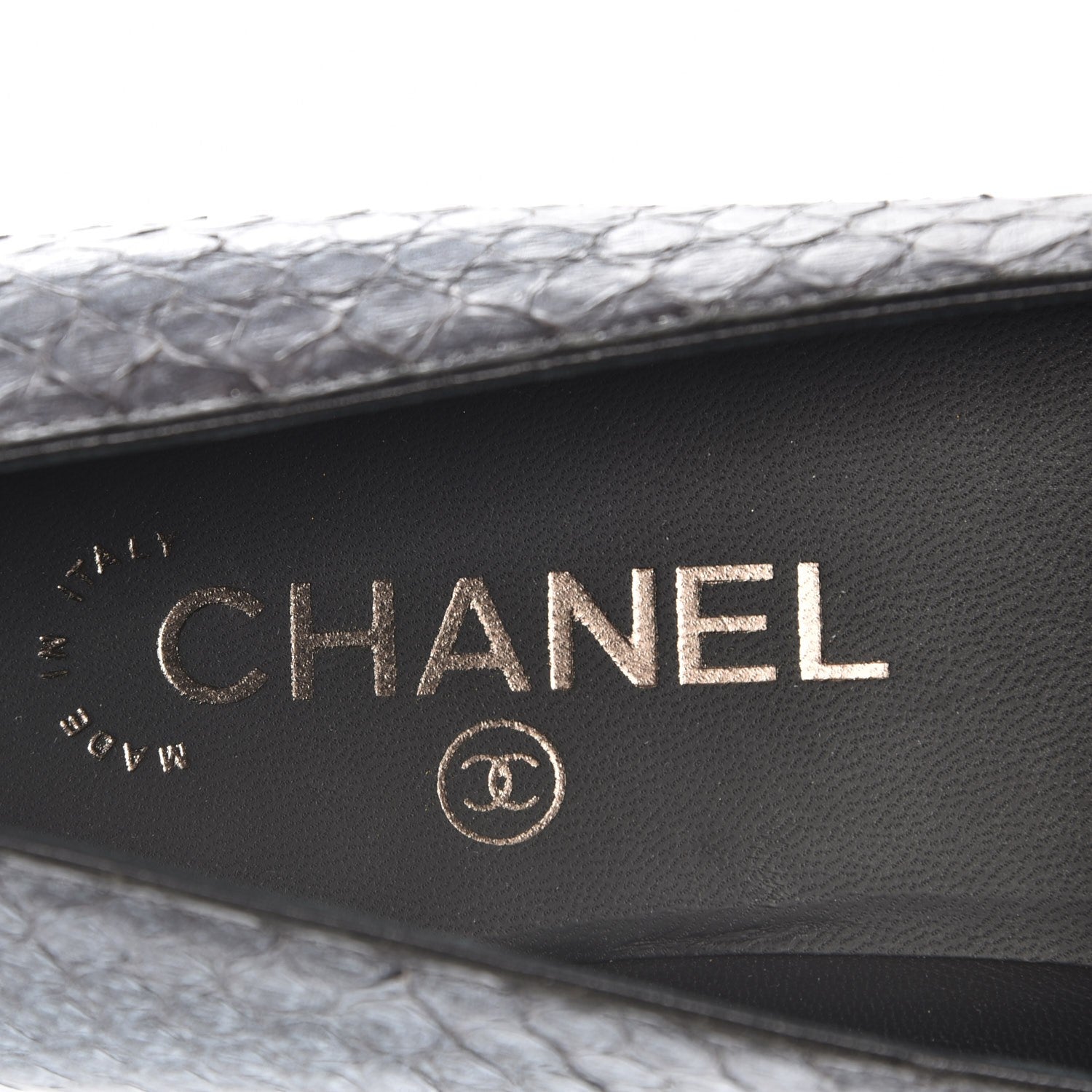 Chanel Metallic Python CC Mocassin Loafers 37 Dark Grey 7 of 8