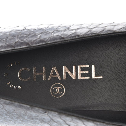 Chanel Metallic Python CC Mocassin Loafers 37 Dark Grey 7 of 8