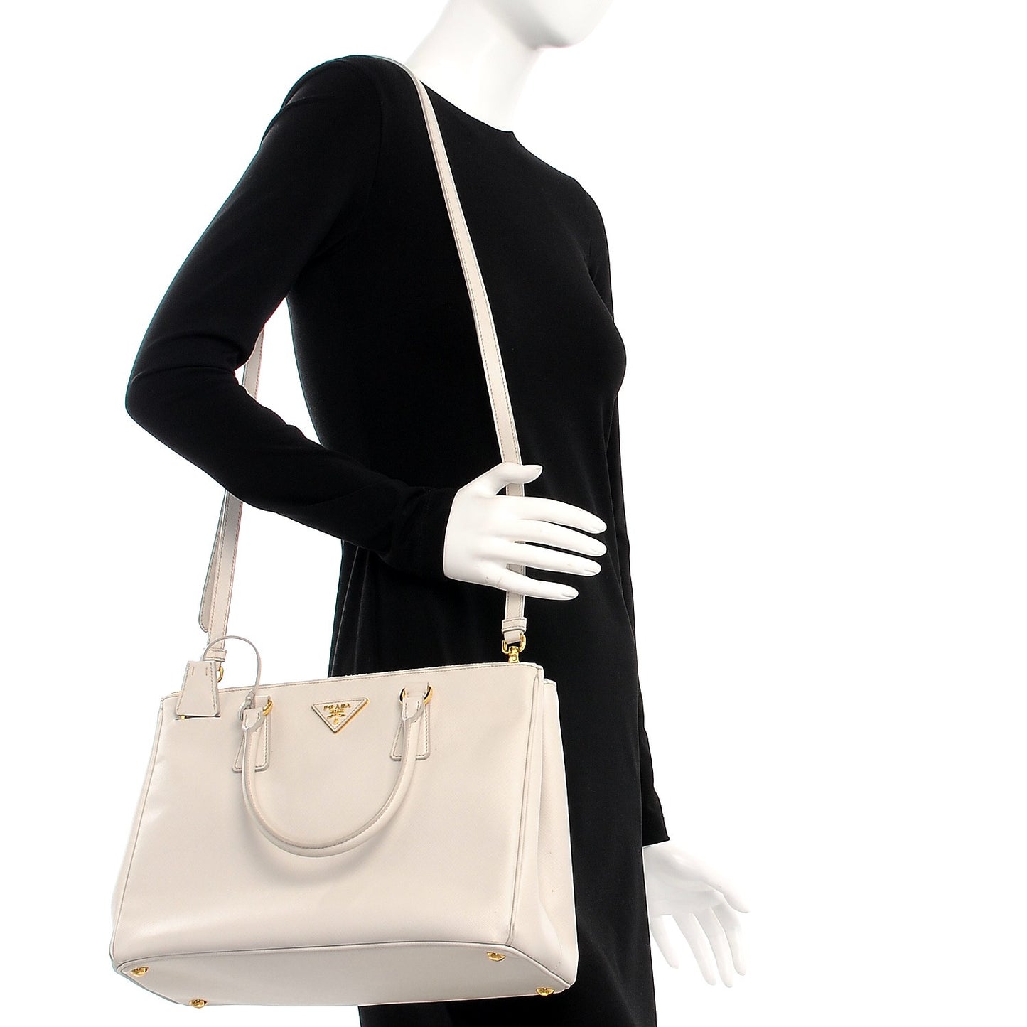 Saffiano Medium Galleria Double Zip Tote Talco
