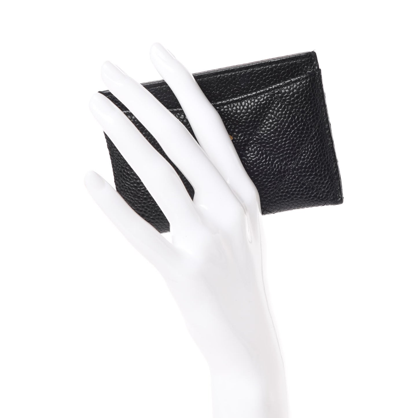 Caviar Quilted Card Holder Black
