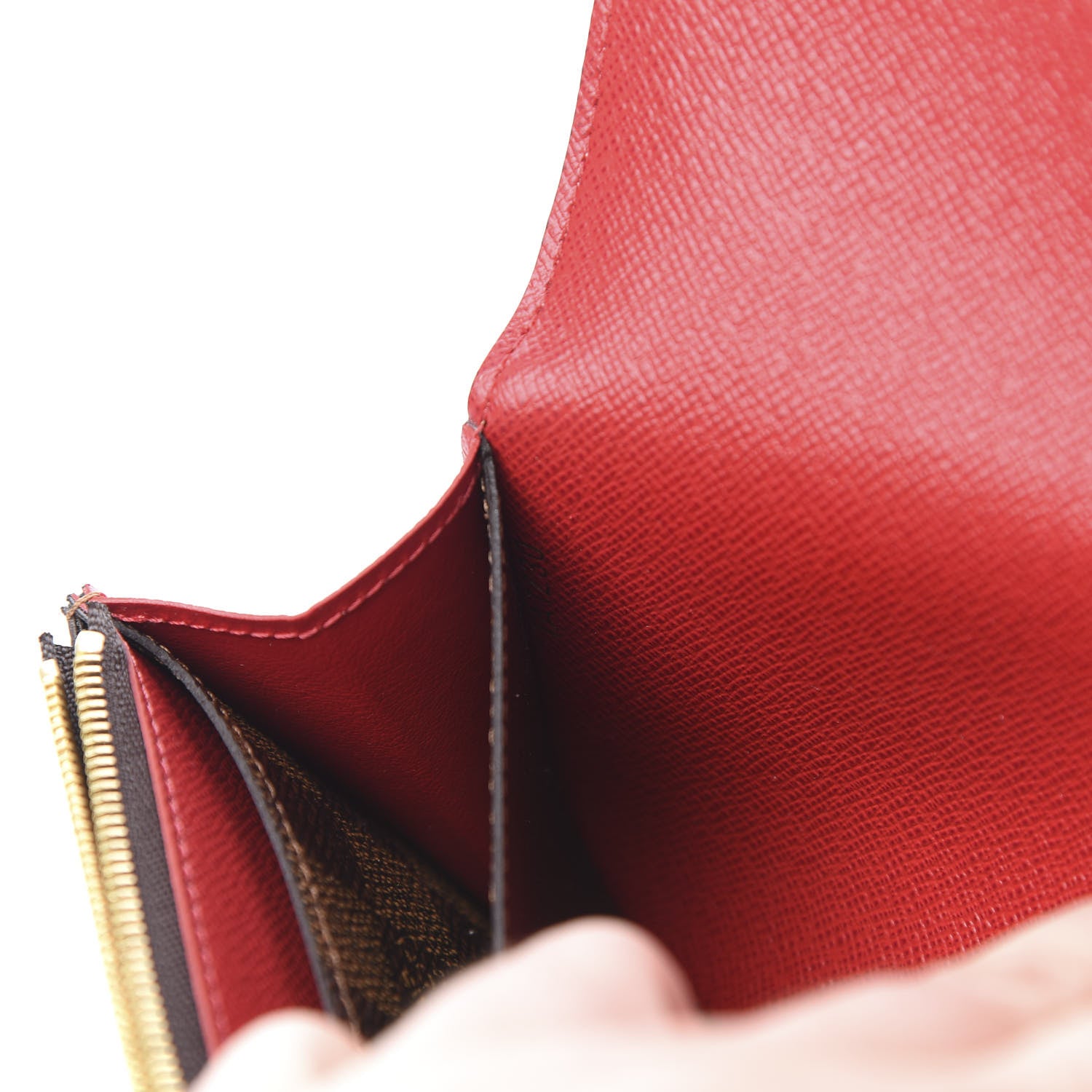 Louis Vuitton Damier Ebene Emilie Wallet Red 7 of 8