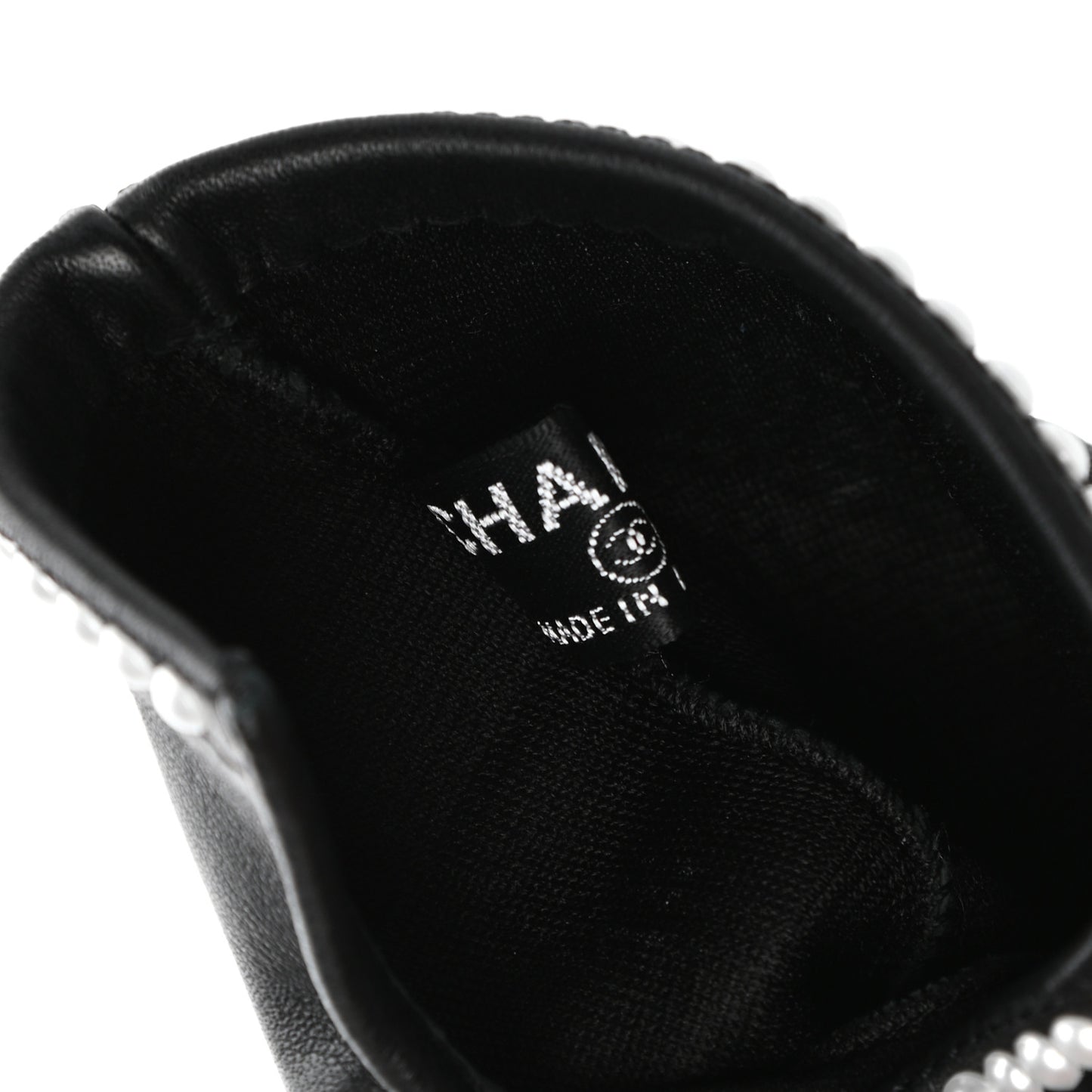 Lambskin Fingerless Pearl CC Gloves 7.5 Black