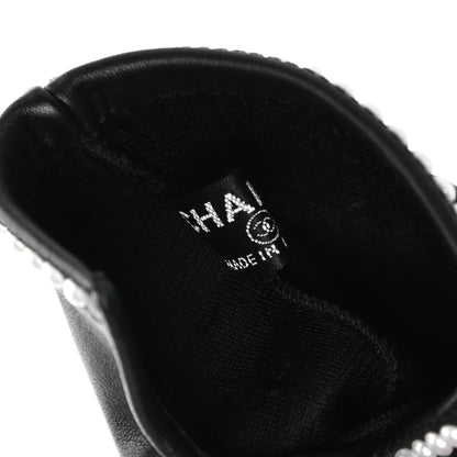Chanel Lambskin Fingerless Pearl CC Gloves 7.5 Black 10 of 10