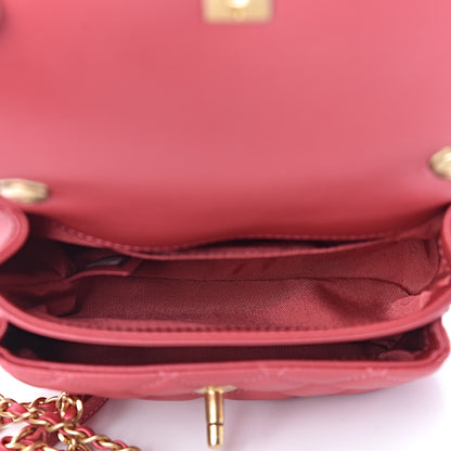 Chanel Metallic Calfskin Quilted Handle Flap Bag Dark Pink 4 of 11