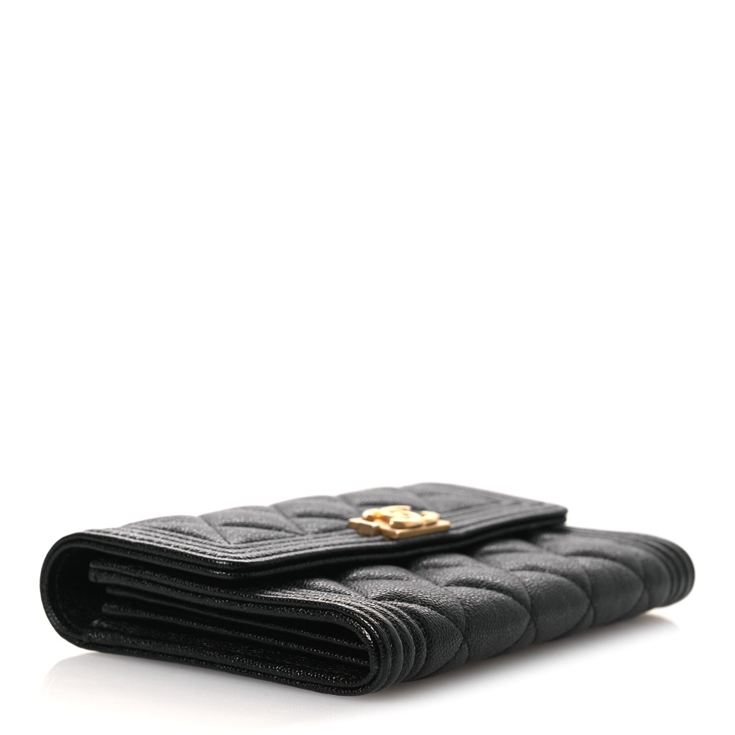 Caviar Quilted Medium Boy Flap Wallet Black