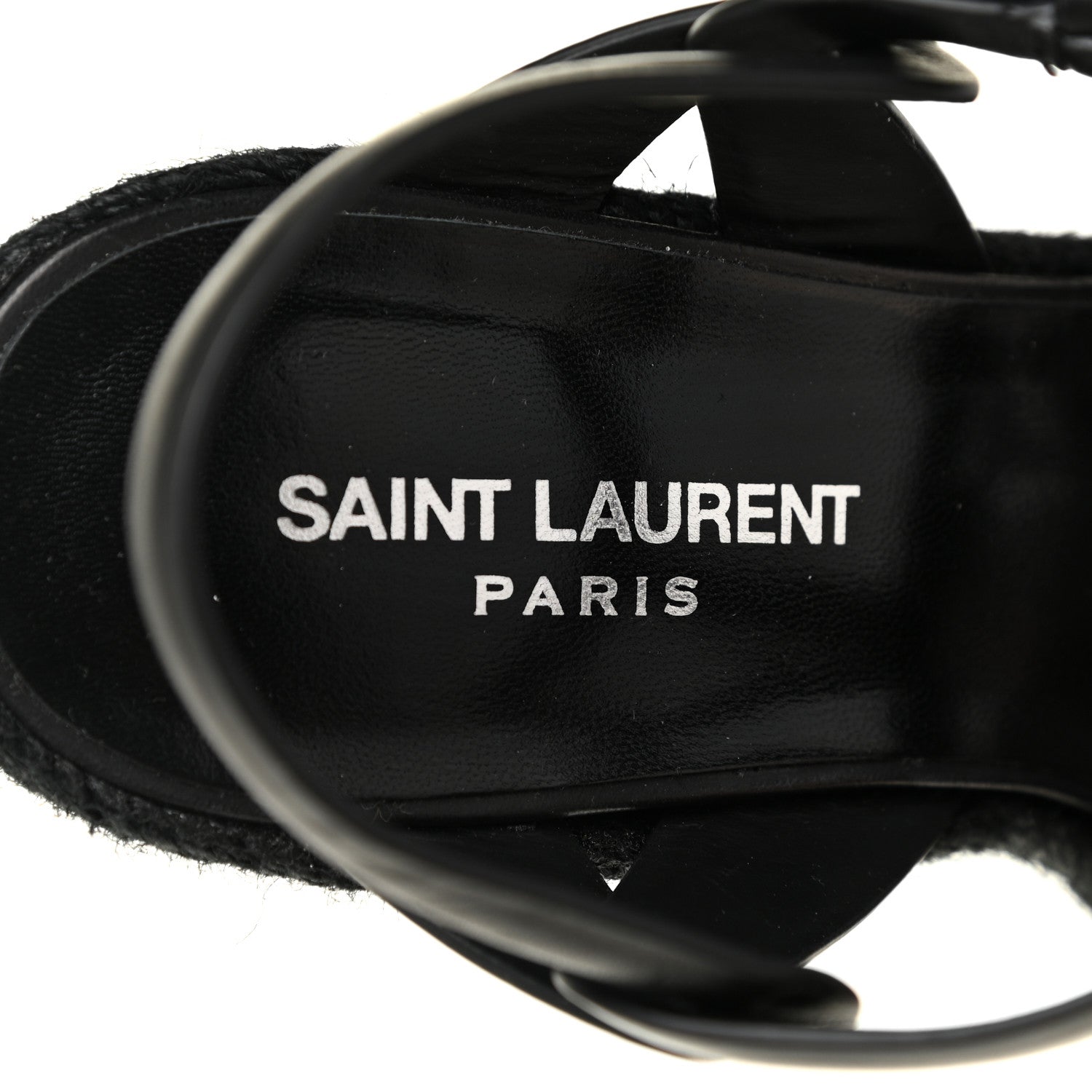 Saint Laurent Calfskin Tribute 95 Platform Espadrille Wedge Sandals 37 Black 8 of 9