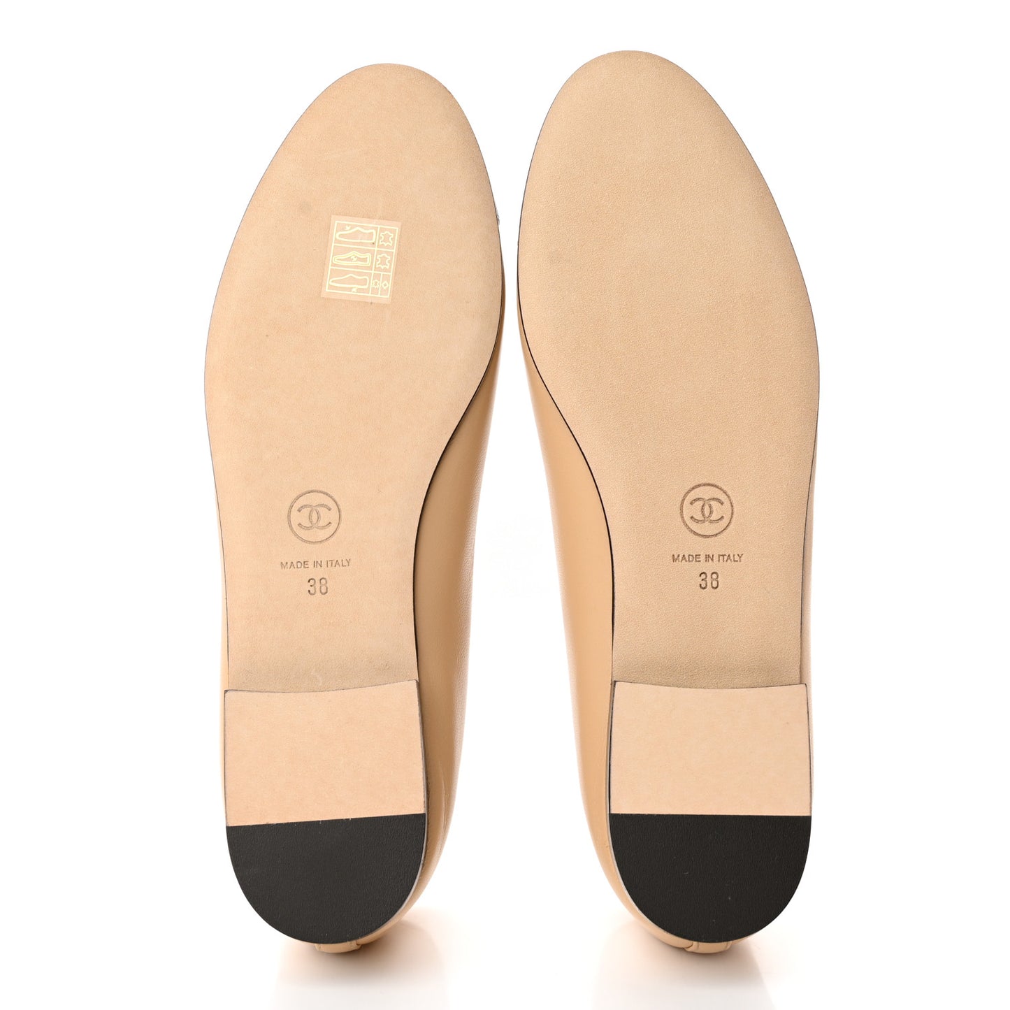Lambskin Cap Toe CC Ballerina Flats 38 Beige Black