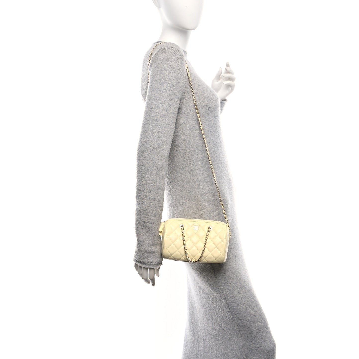 Caviar Quilted Mini Bowling Bag Yellow