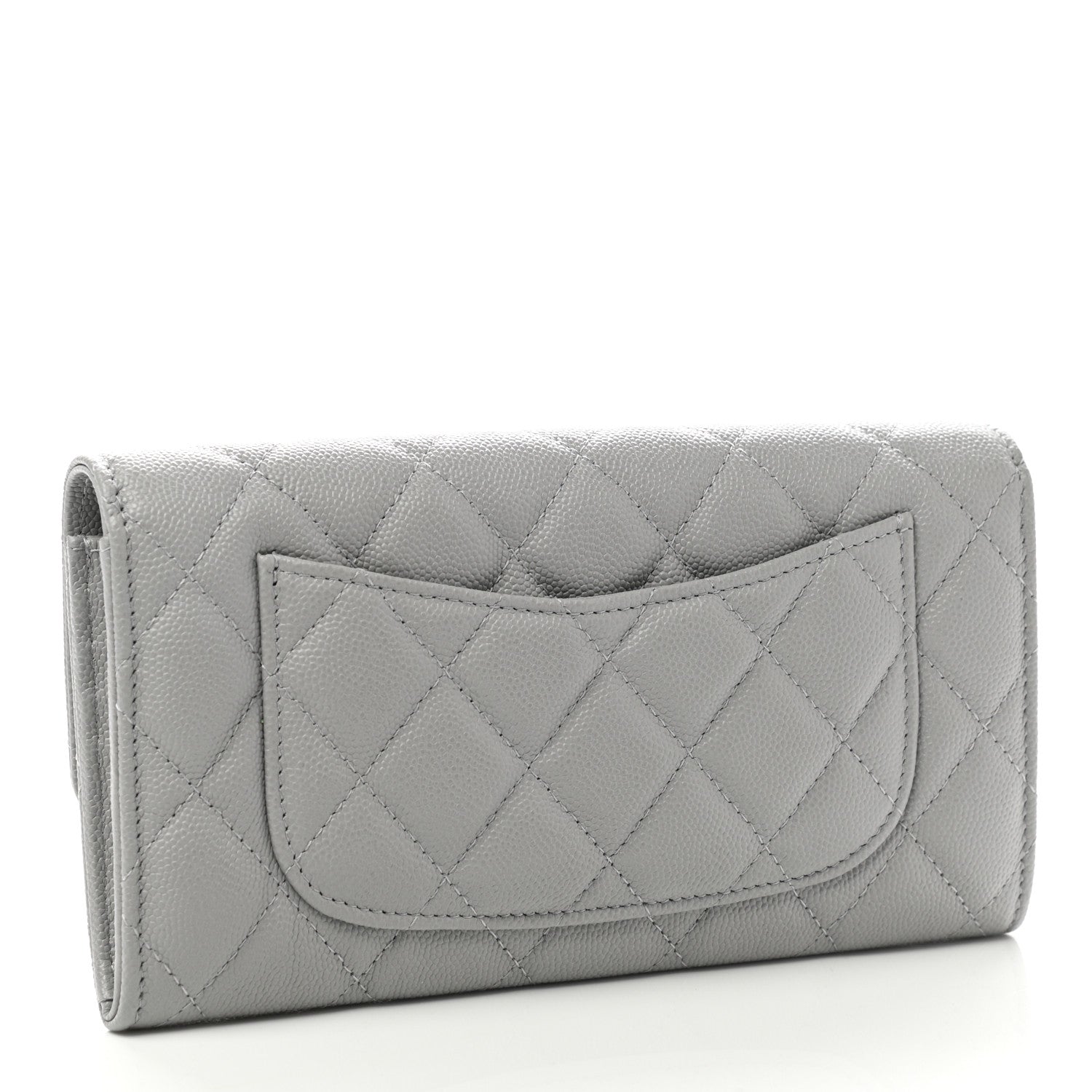 Chanel Caviar Quilted Large Flap Wallet Grey 3 of 8