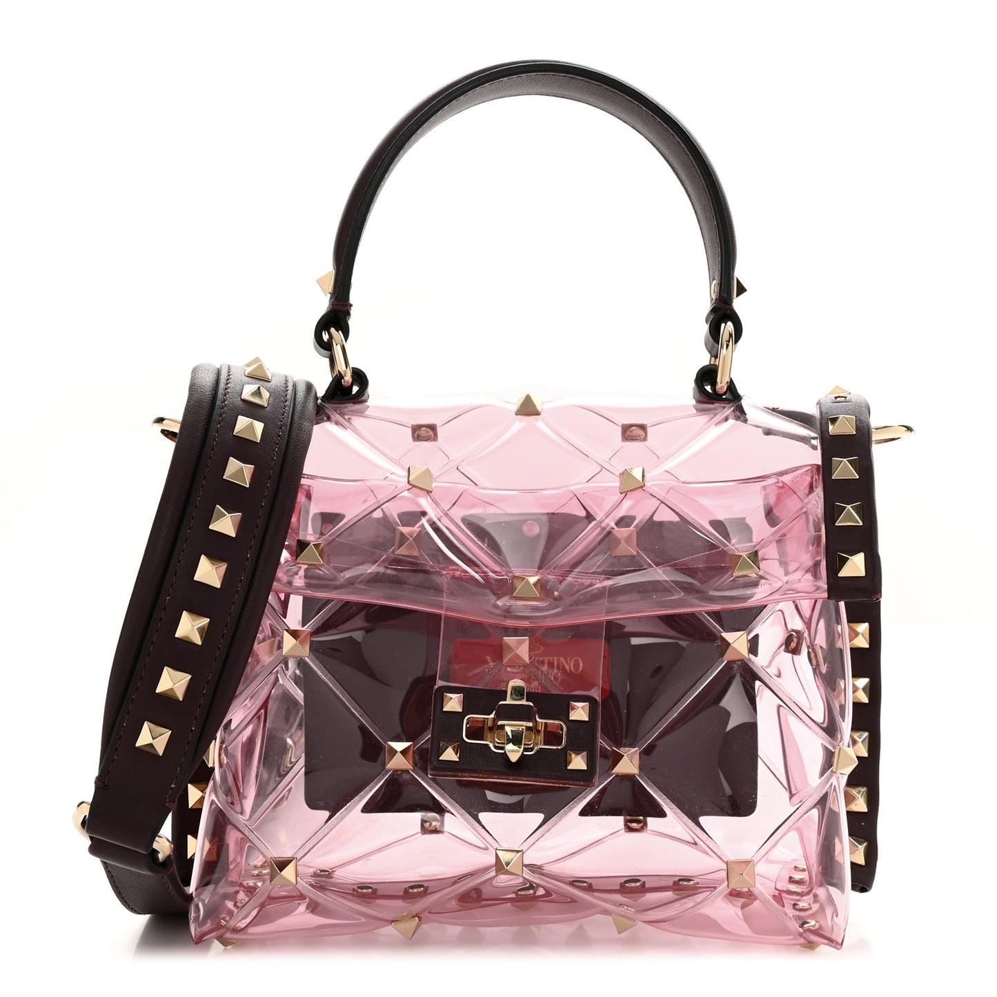PVC Mini Candystud Top Handle Bag Rubin