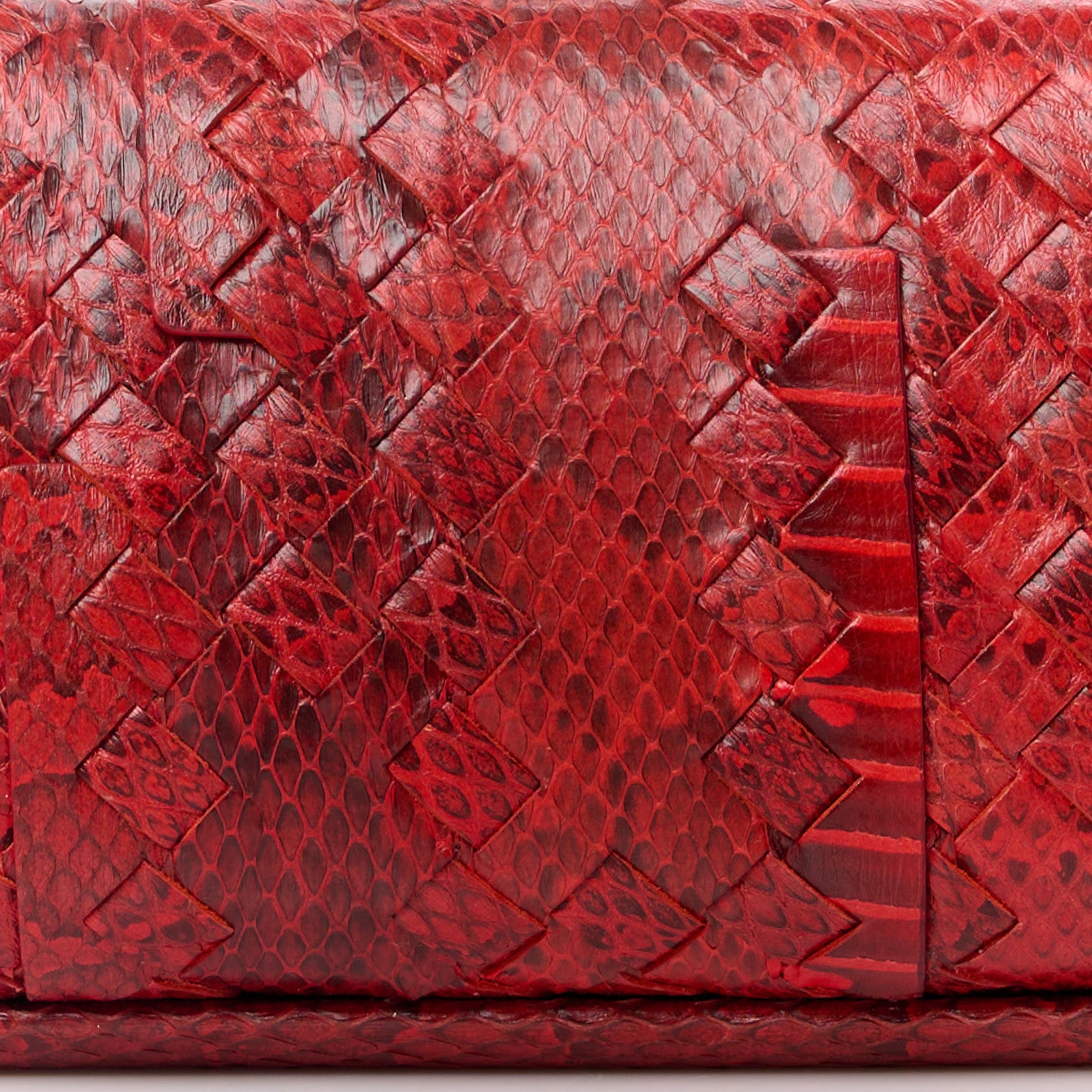 Bottega Veneta Snakeskin Intrecciato Stretch Knot Clutch Red 7 of 13