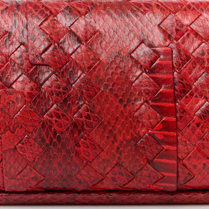 Bottega Veneta Snakeskin Intrecciato Stretch Knot Clutch Red 7 of 13