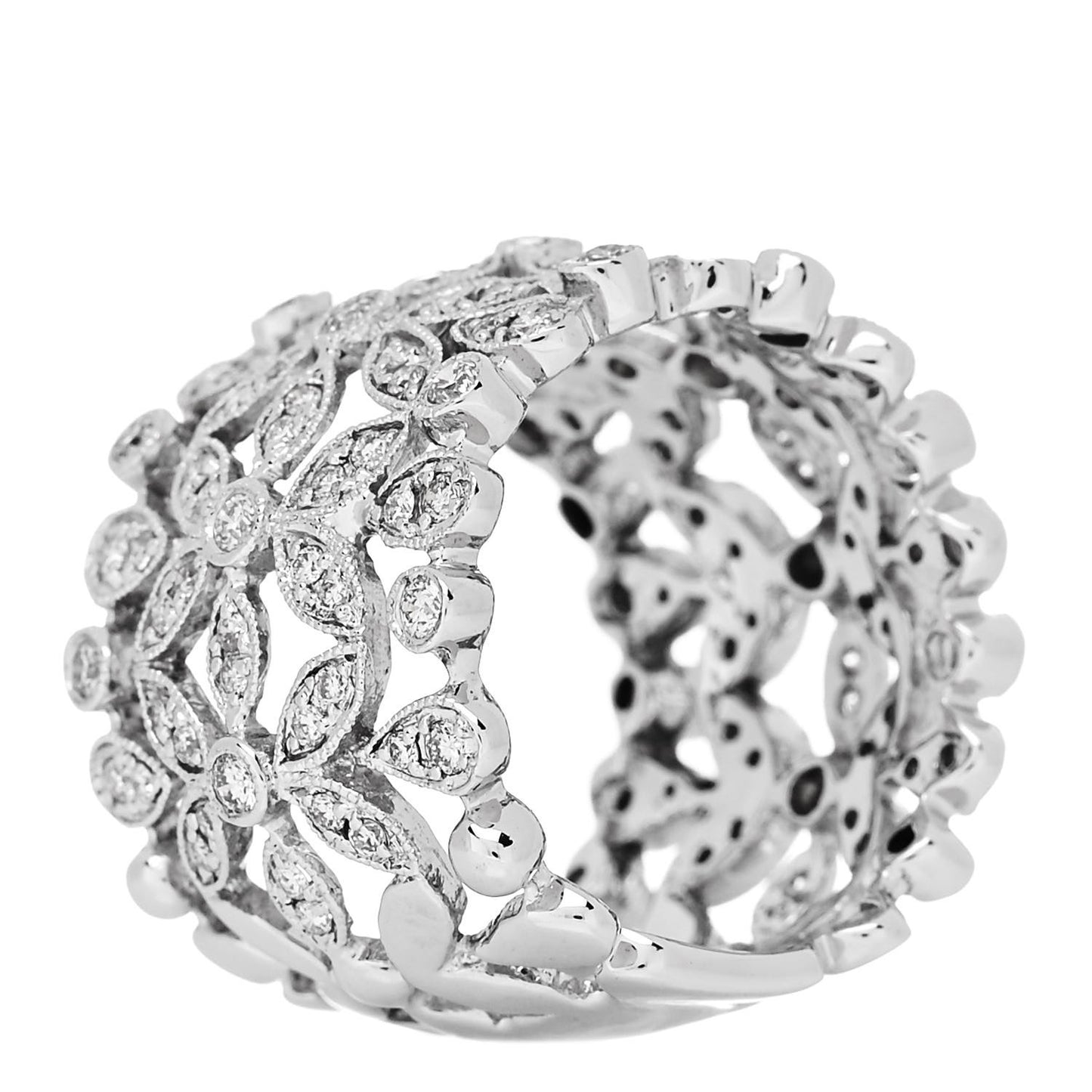 18K White Gold Diamond 1.23ctw Floral Ring  54 7