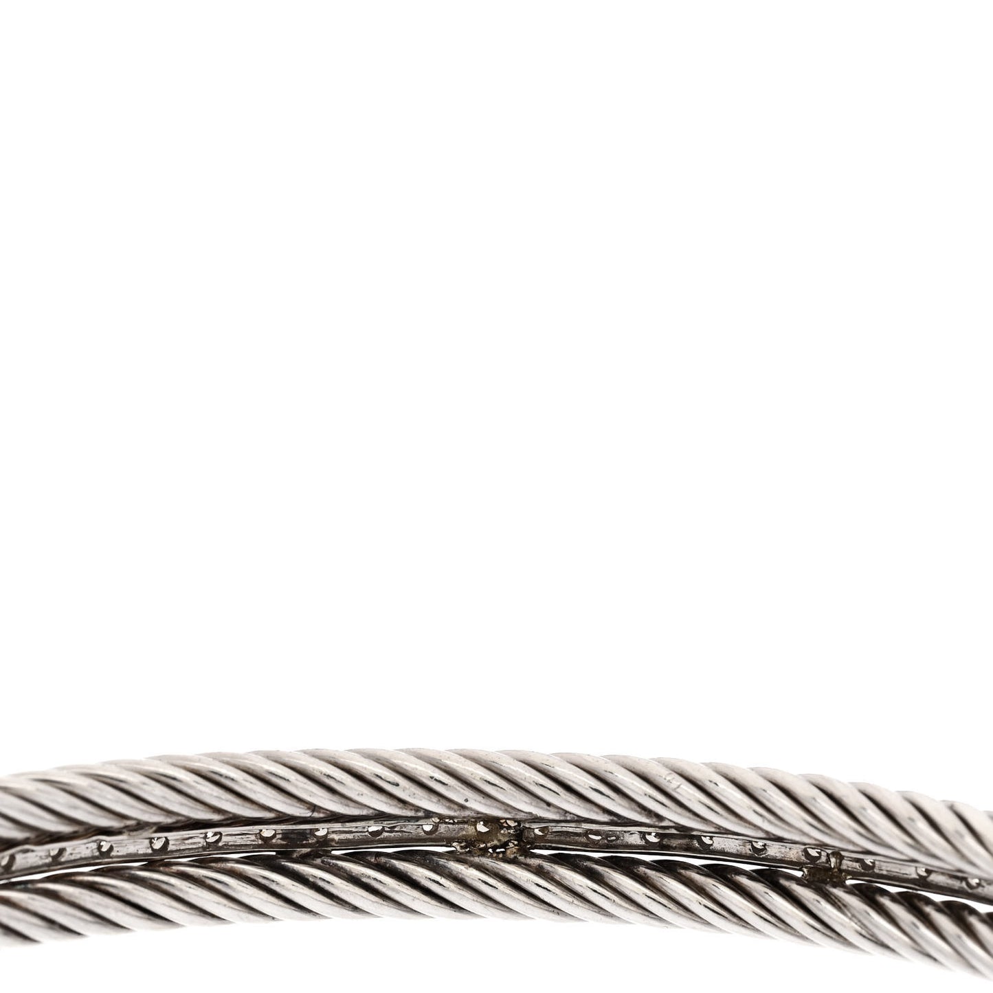 Sterling Silver 14K White Gold Diamond 7mm Cable Classics Cuff Bracelet