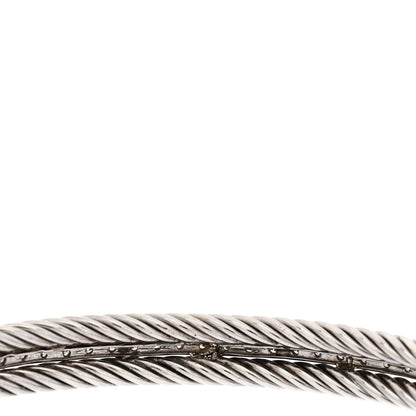 David Yurman Sterling Silver 14K White Gold Diamond 7mm Cable Classics Cuff Bracelet 4 of 4