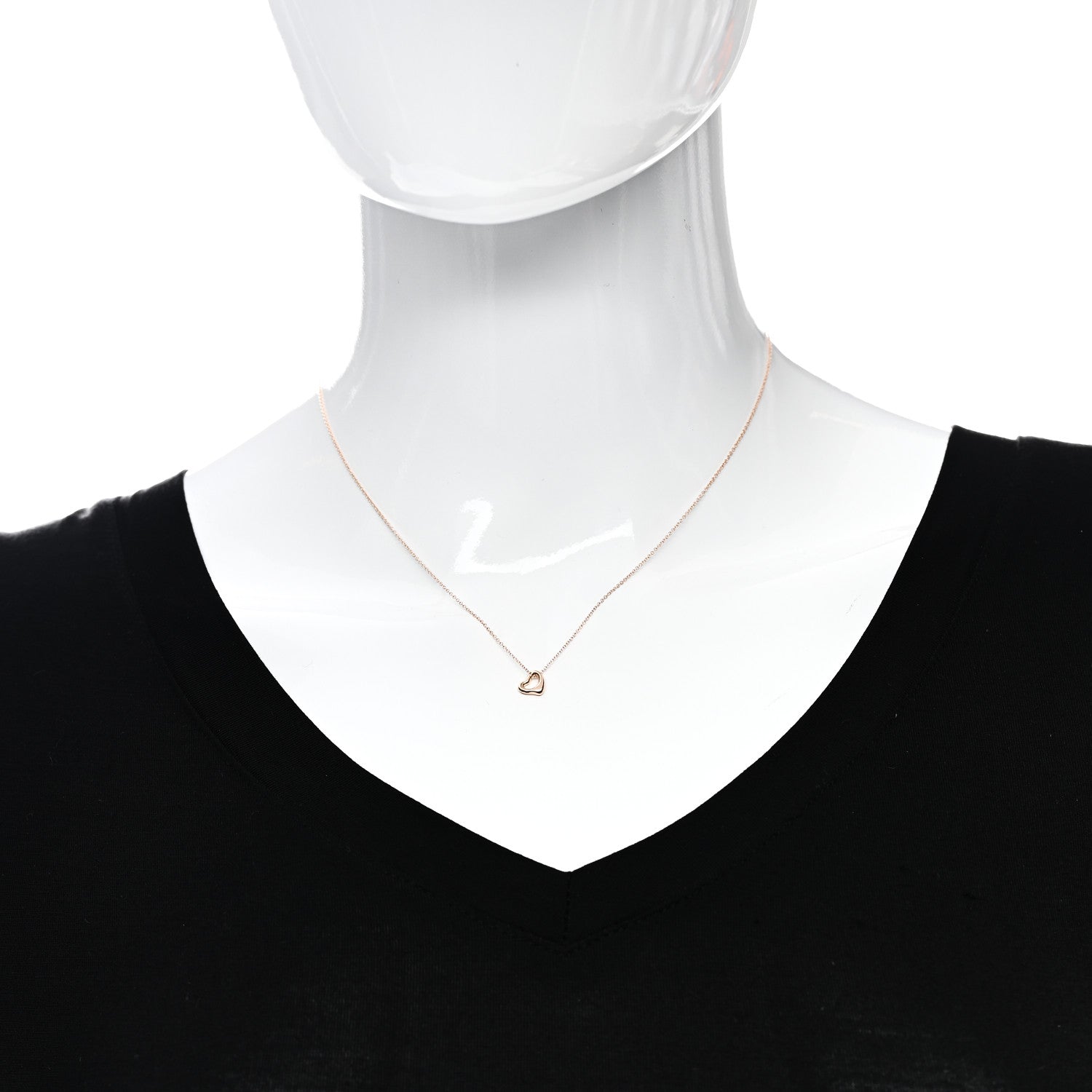 Tiffany 18K Rose Gold 7mm Elsa Peretti Open Heart Pendant Necklace 2 of 6
