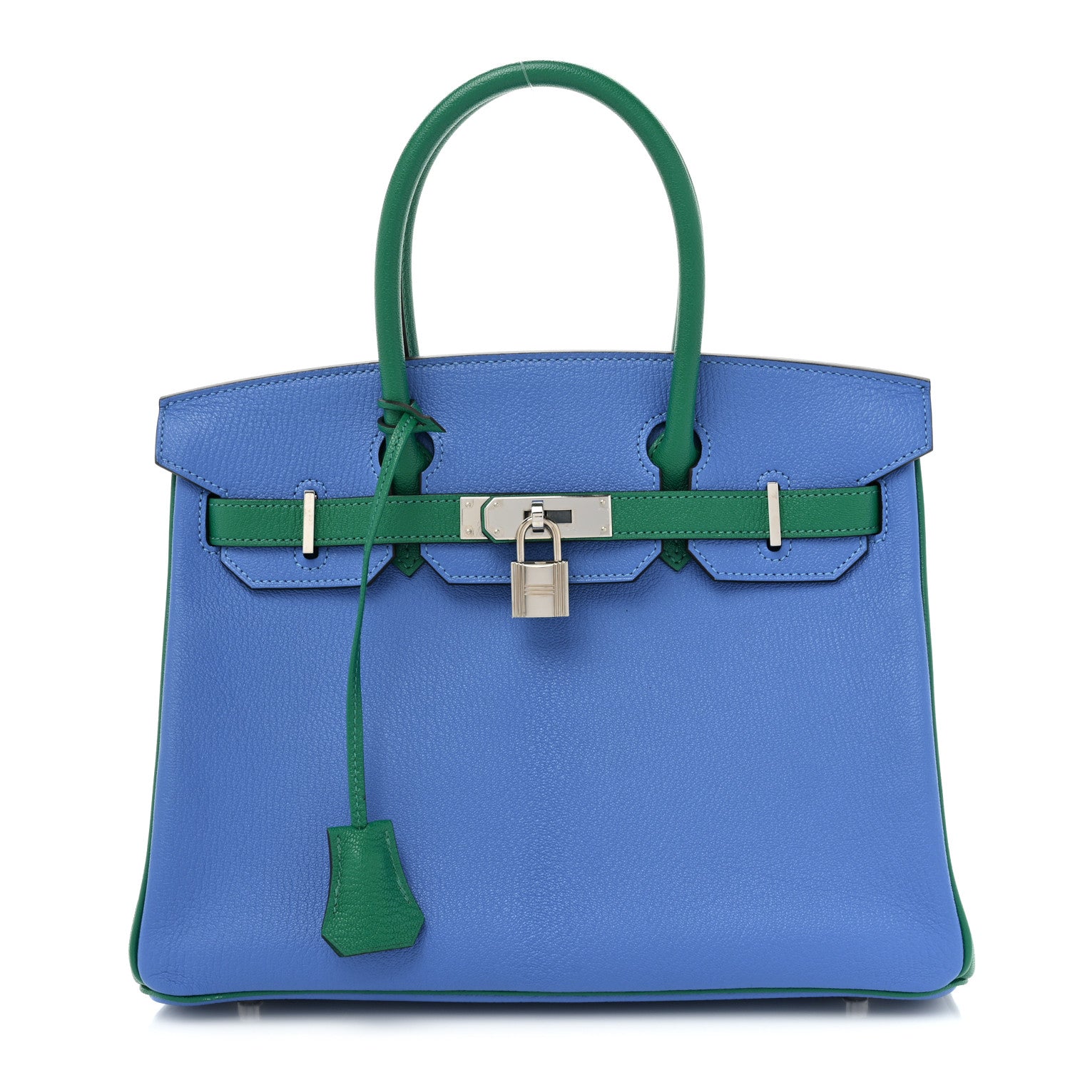 Hermes Chevre Mysore Horseshoe Birkin 30 Bleu Hydra Vert Bengale 1 of 12