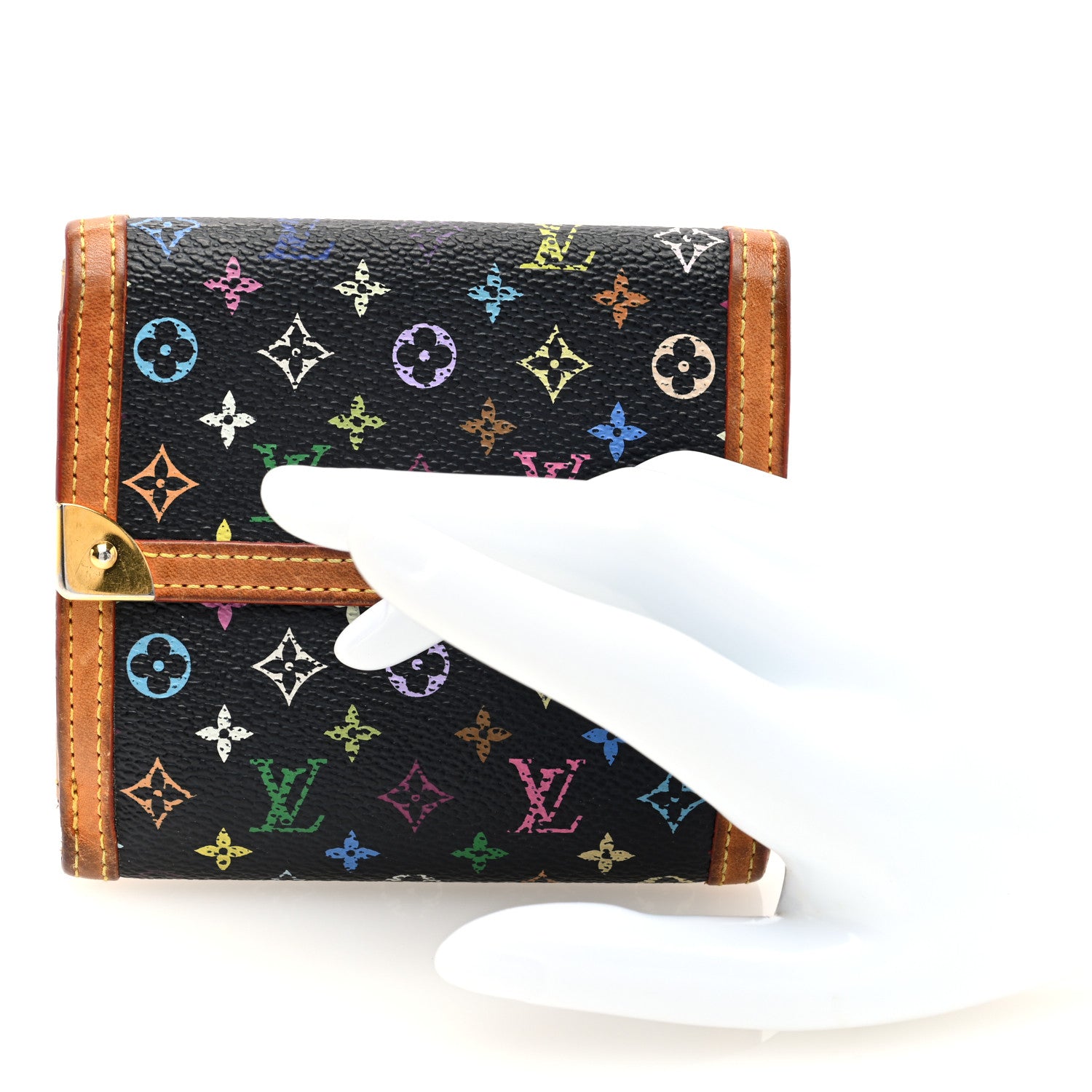 Louis Vuitton Monogram Multicolor Porte-Monnaie Billets Wallet Black 2 of 8