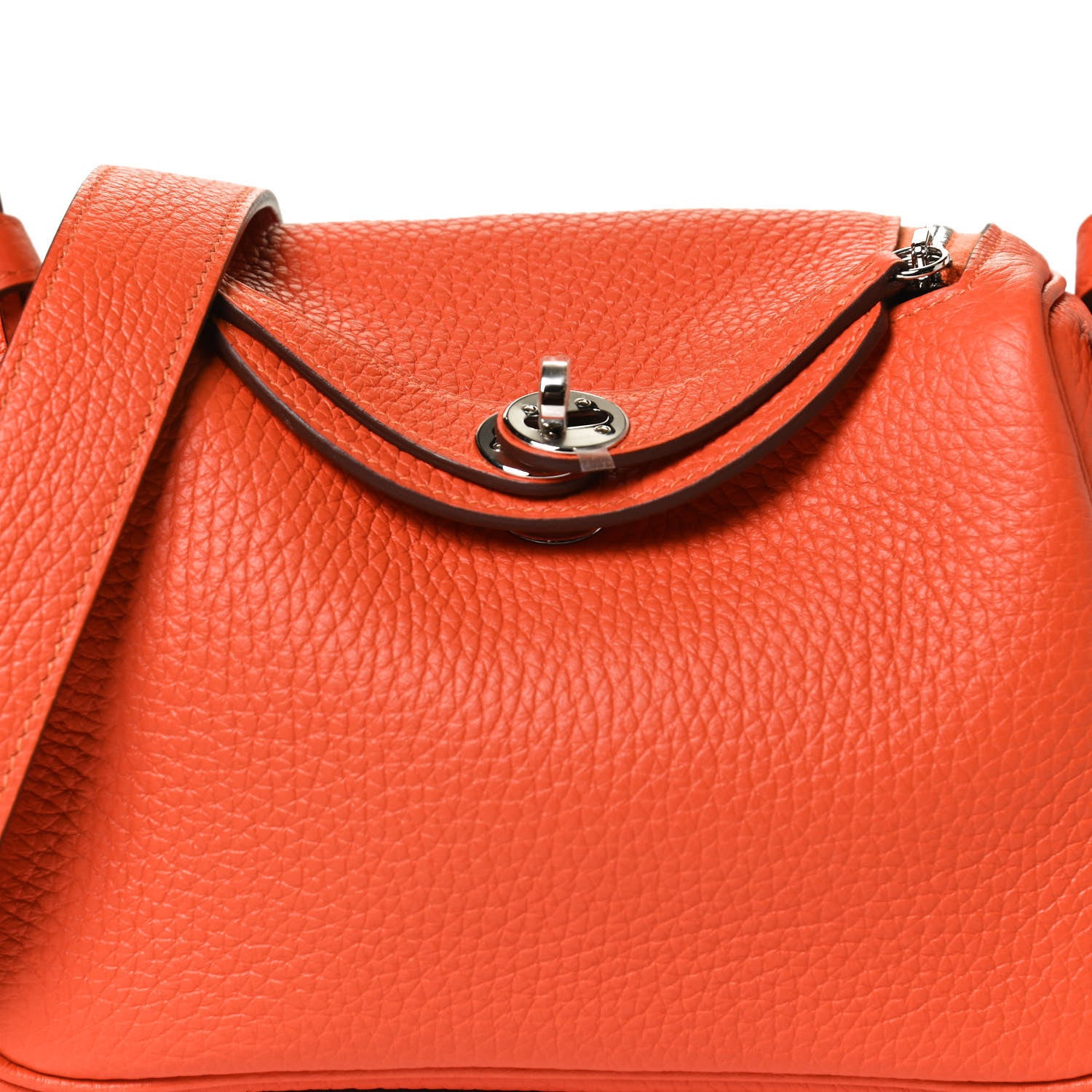 Hermes Taurillon Clemence Mini Lindy 20 Feu 7 of 10