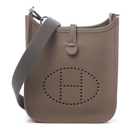 Hermes Taurillon Clemence Amazone Evelyne TPM Beige De Weimar Gris Etain 1 of 11