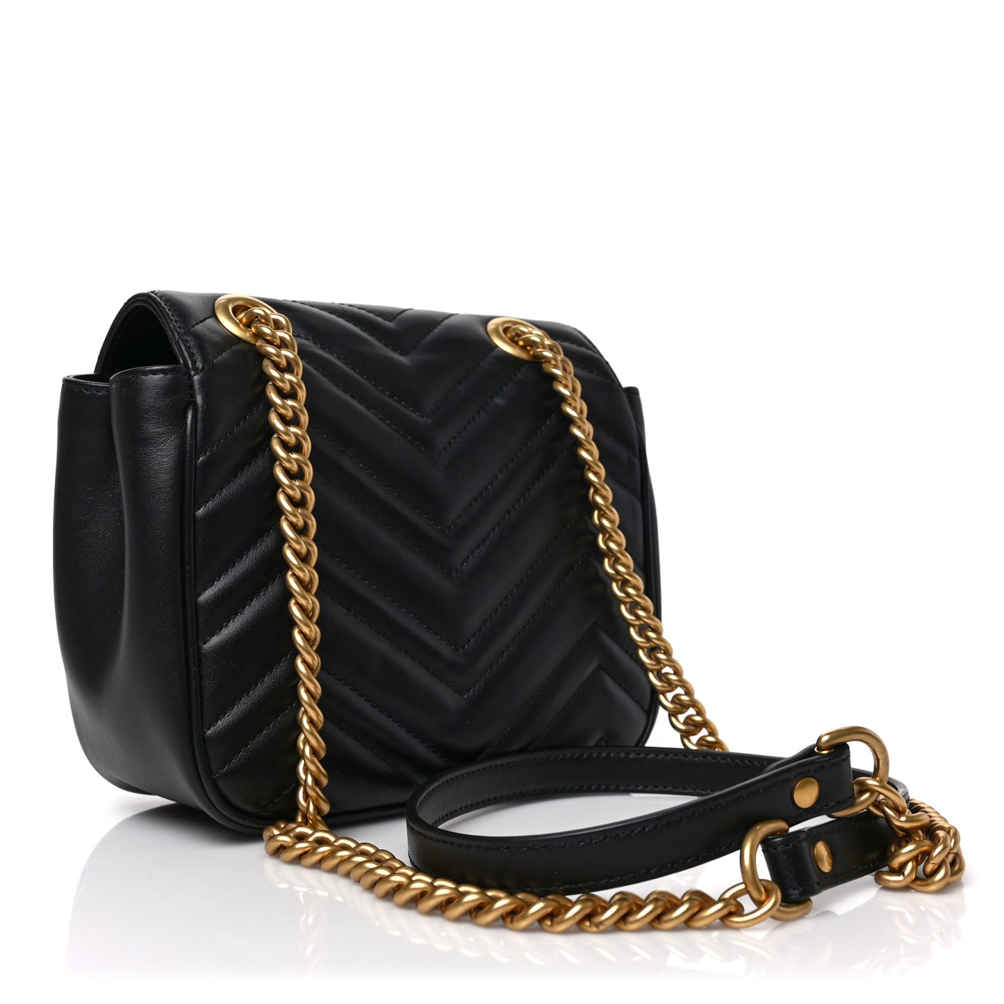 Calfskin Matelasse Mini GG Marmont Square Shoulder Bag Black