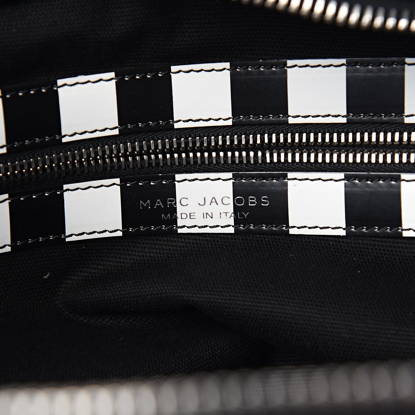 Calfskin Striped Antonia Satchel Black White