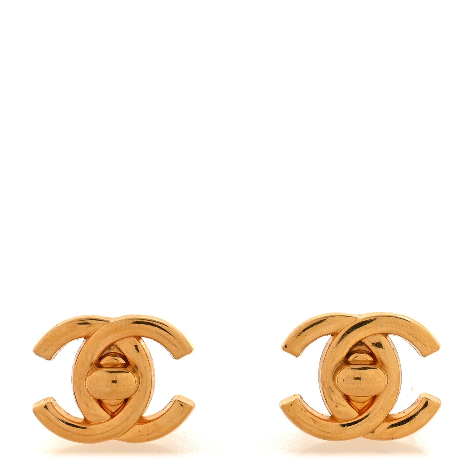 Chanel Metal CC Turnlock Clip On Earrings Gold 1 of 5