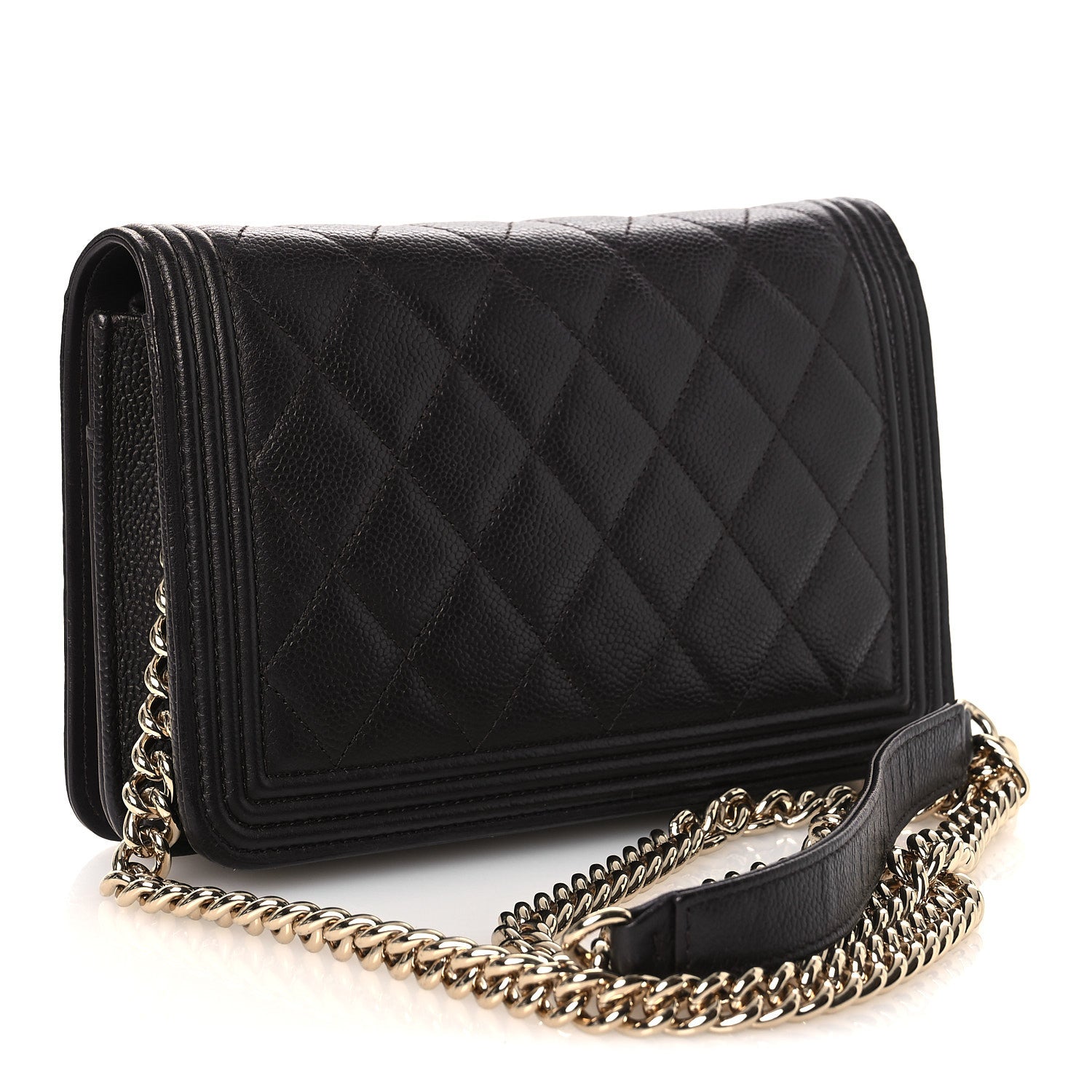 Chanel Caviar Quilted Boy Wallet On Chain WOC Dark Brown 3 of 13