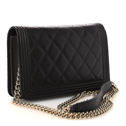 Chanel Caviar Quilted Boy Wallet On Chain WOC Dark Brown 3 of 13