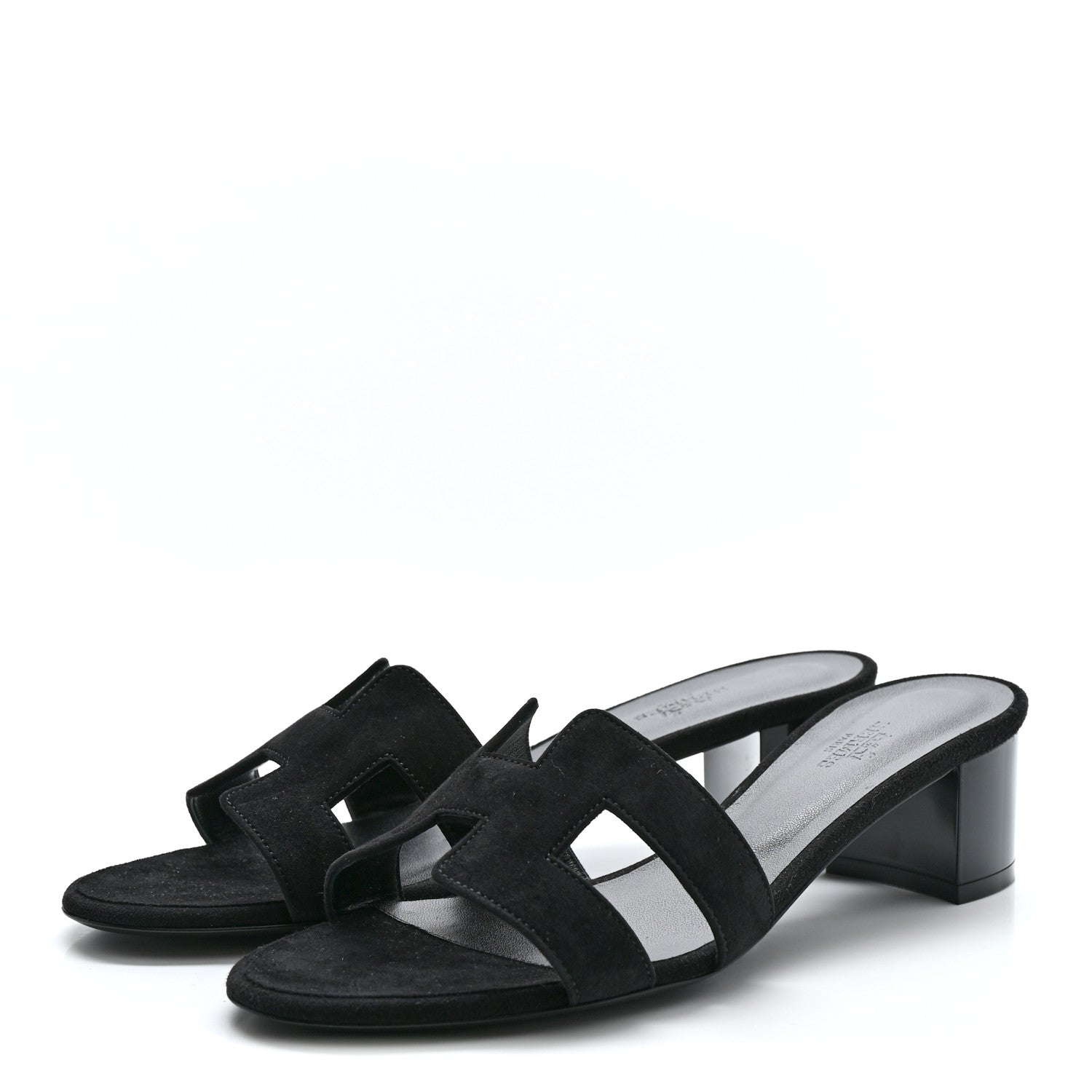 Hermes Suede Goatskin Oasis Sandals 38.5 Black 4 of 9