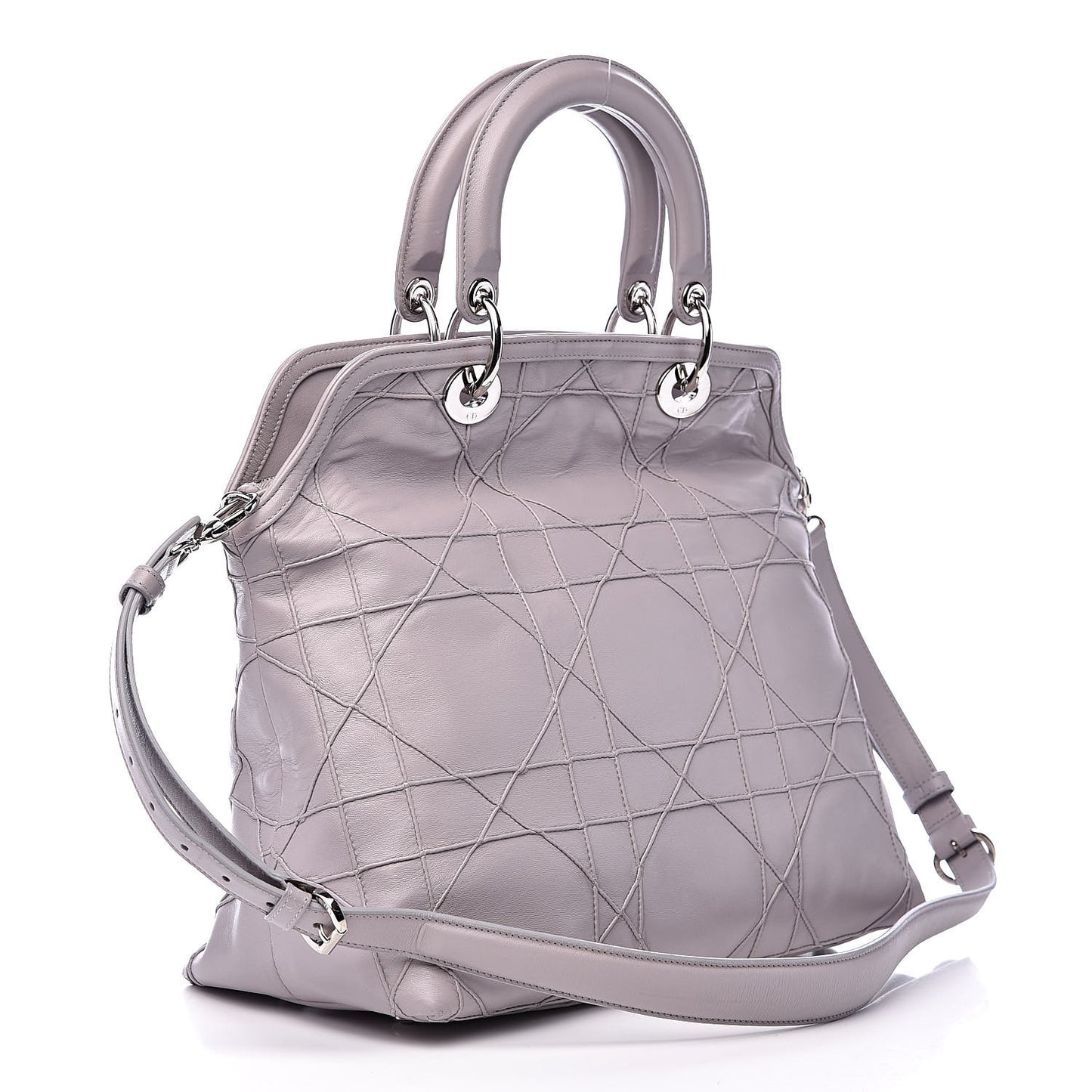 Lambskin Cannage Medium Granville Tote Grey