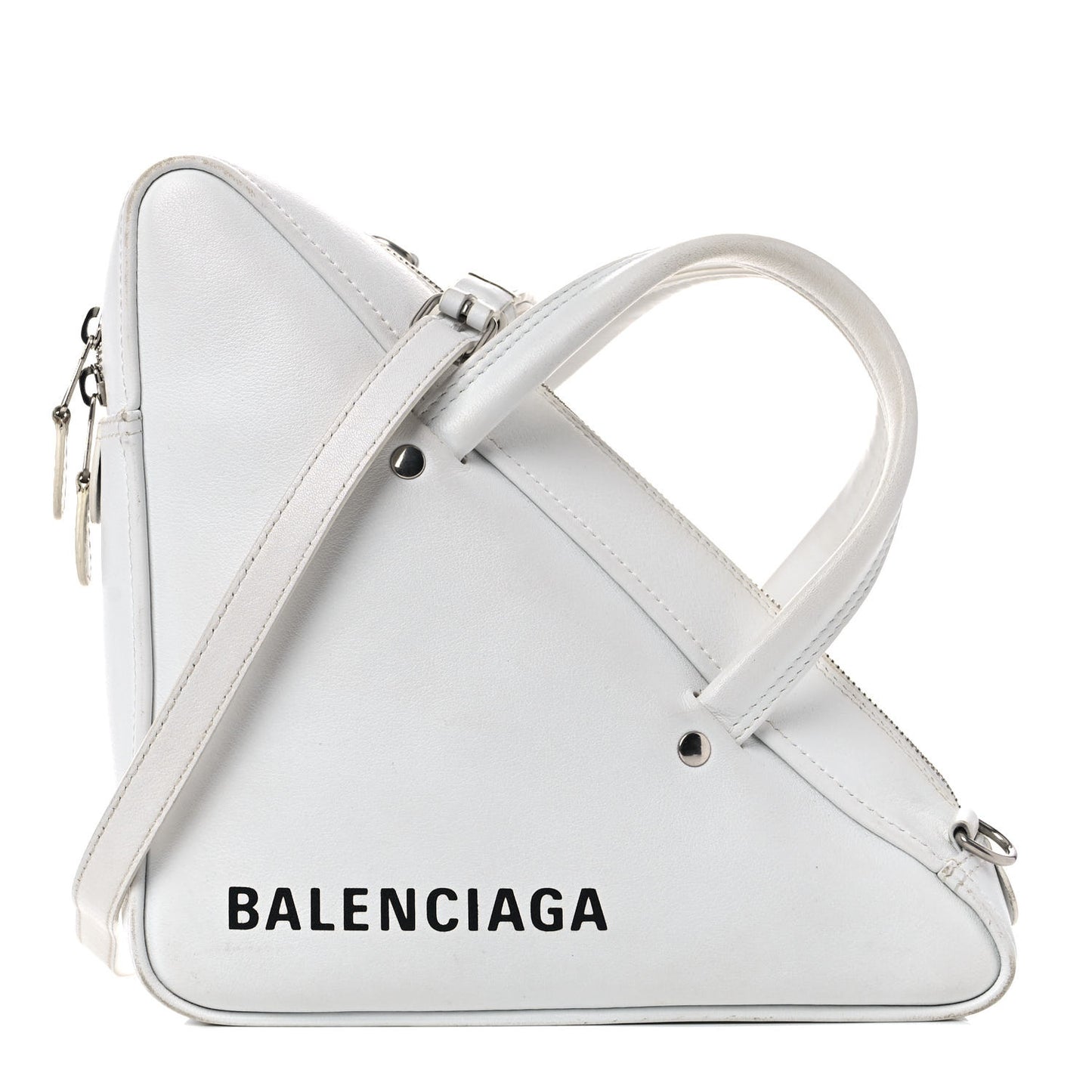 Calfskin S Triangle Duffle White