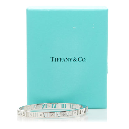 Tiffany 18K White Gold Diamond Atlas Pierced Hinged Bangle Bracelet 4 of 4