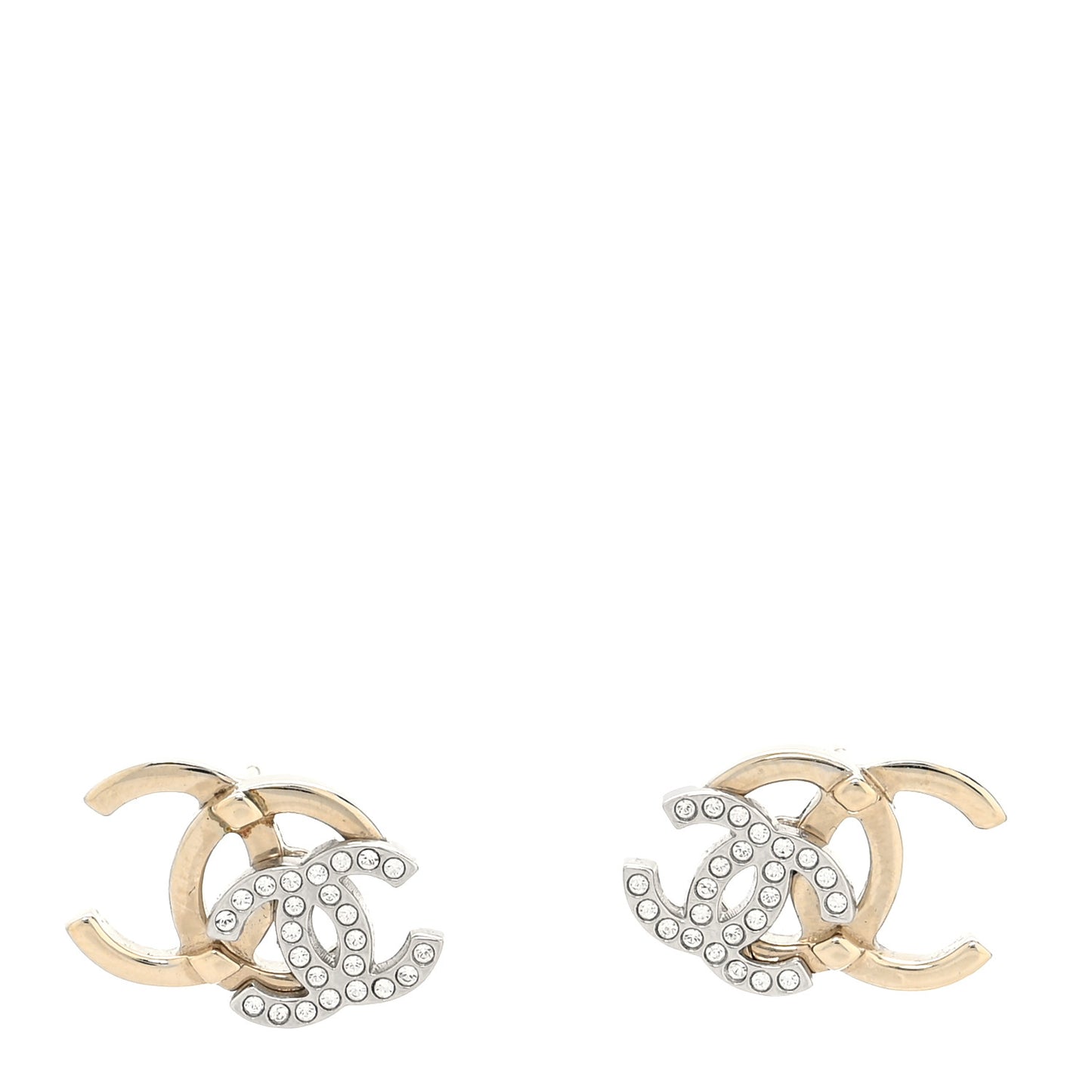 Crystal Double CC Earrings Gold Silver