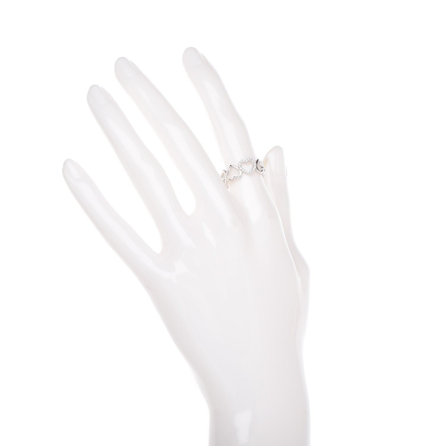 Tiffany 18K White Gold Diamond Hearts Eternity Band Ring 49 4.75 2 of 5
