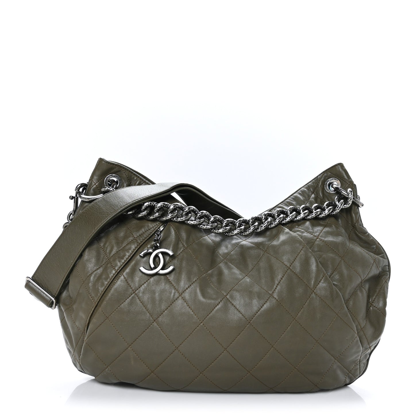 Calfskin Coco Pleats Hobo Khaki