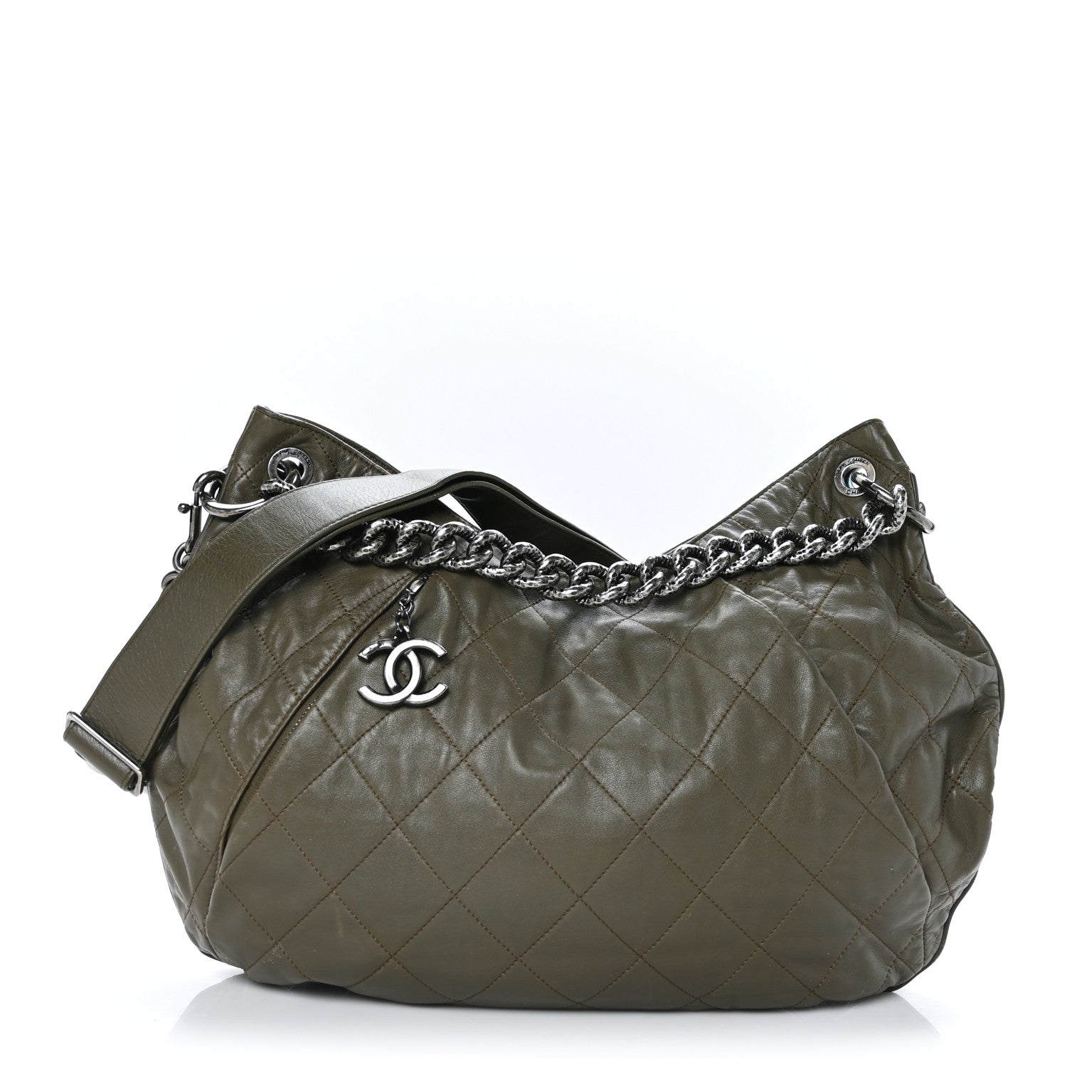 Chanel Calfskin Coco Pleats Hobo Khaki 1 of 9