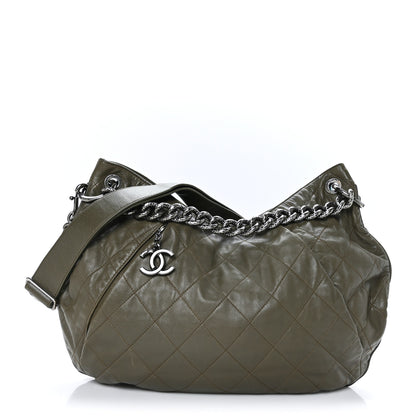 Chanel Calfskin Coco Pleats Hobo Khaki 1 of 9