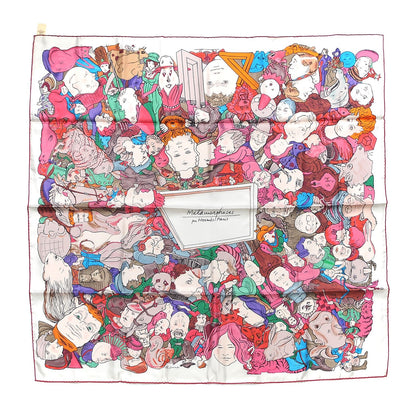 Hermes Silk Metamorphoses Par Paris Scarf 90 Rose Cendre Vert 1 of 8