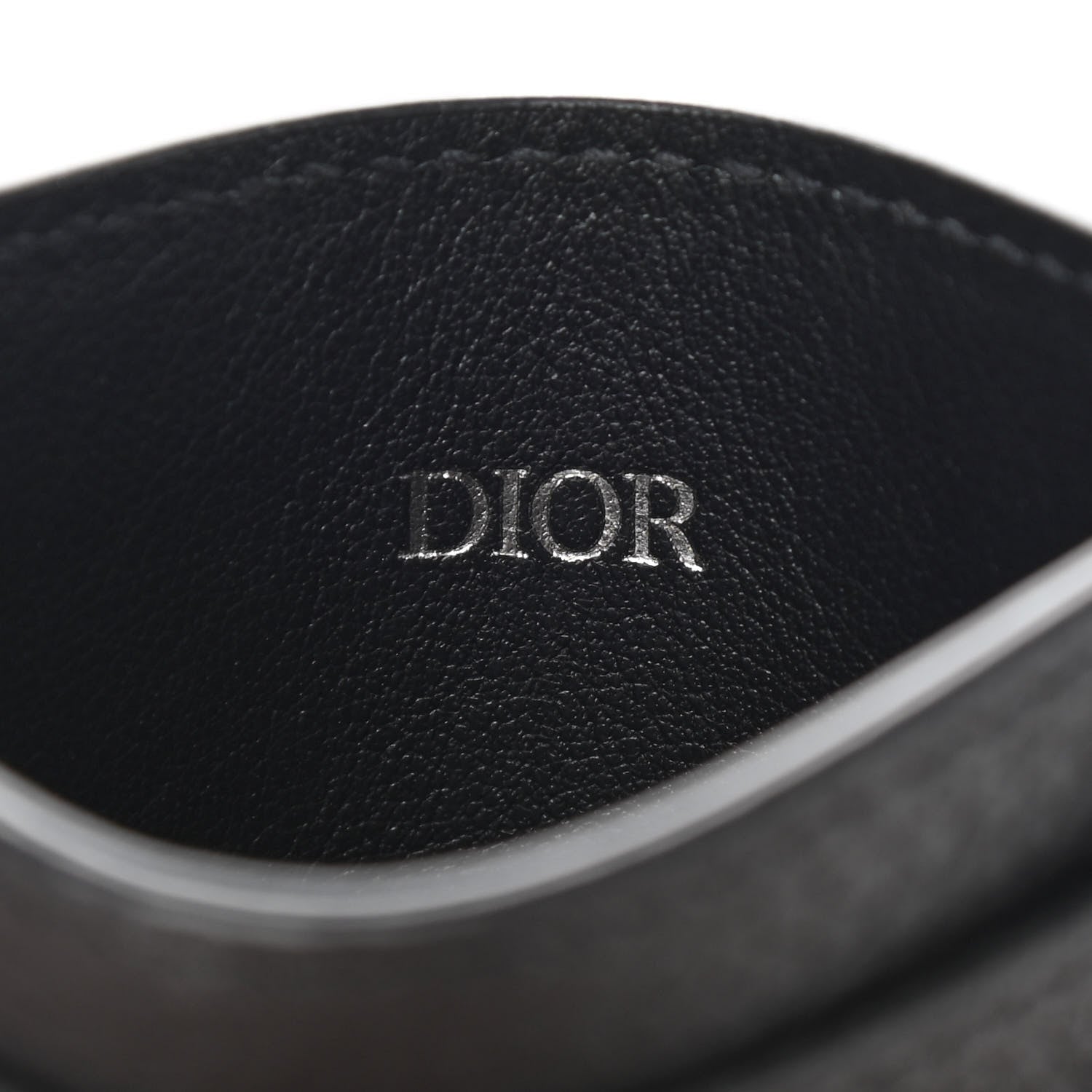 Christian Dior Grained Calfskin Oblique Card Holder Black 6 of 7
