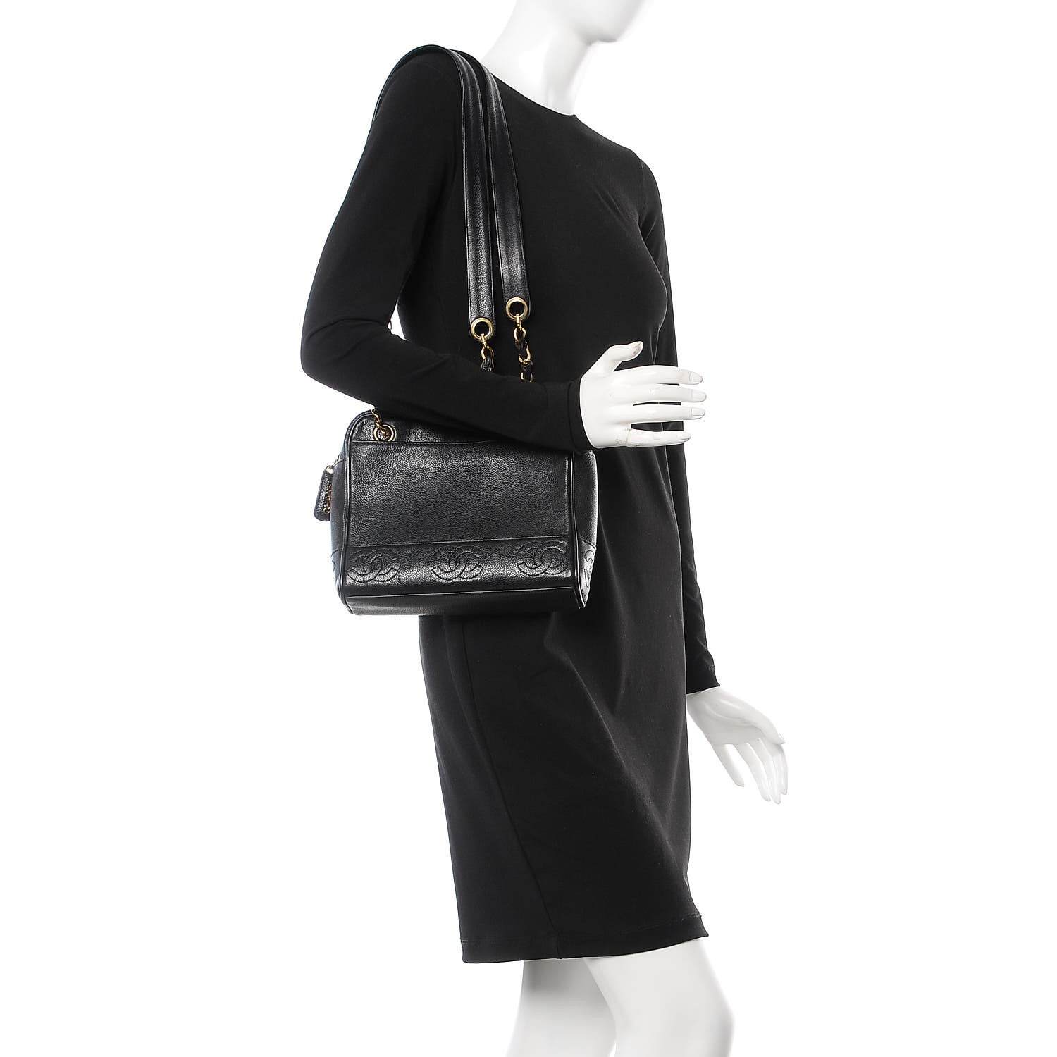 Chanel Caviar CC Shoulder Bag Black 2 of 10
