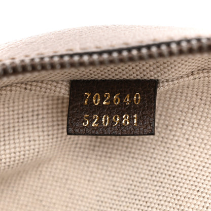 Gucci X ADIDAS Crystal Vintage Monogram Textured Dollar Calfskin Web Trefoil Small Ophidia Round Shoulder Bag Mid Natural Nut Off White New Acero 7 of 10